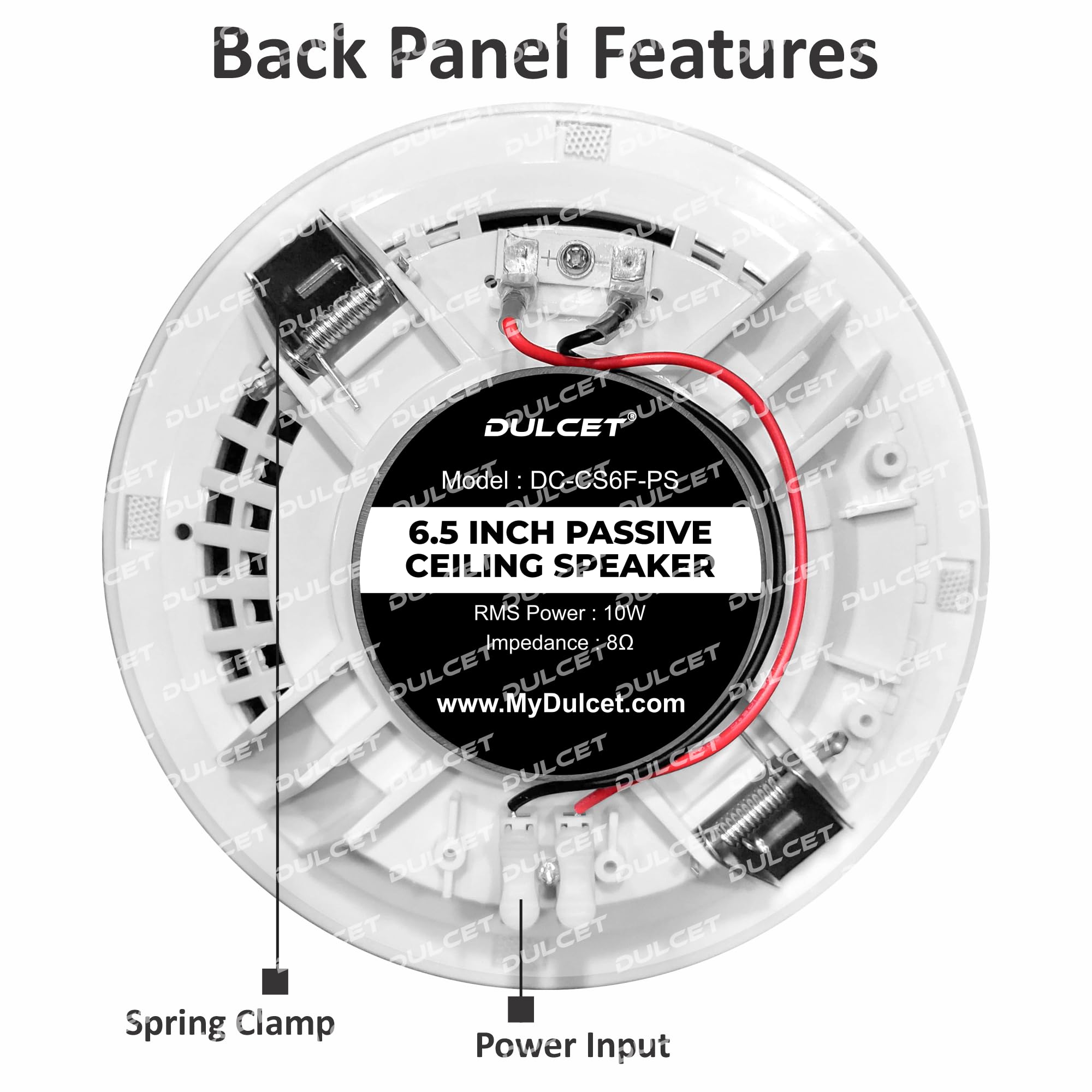 DULCET DC-CS6F-PS 6.5 inch 10W Full Range 8 Ohms Frameless Passive Ceiling Speaker that Connects to Active Bluetooth Ceiling Speaker (Active Bluetooth Speaker to be Purchased Separately) — Amazon image 3