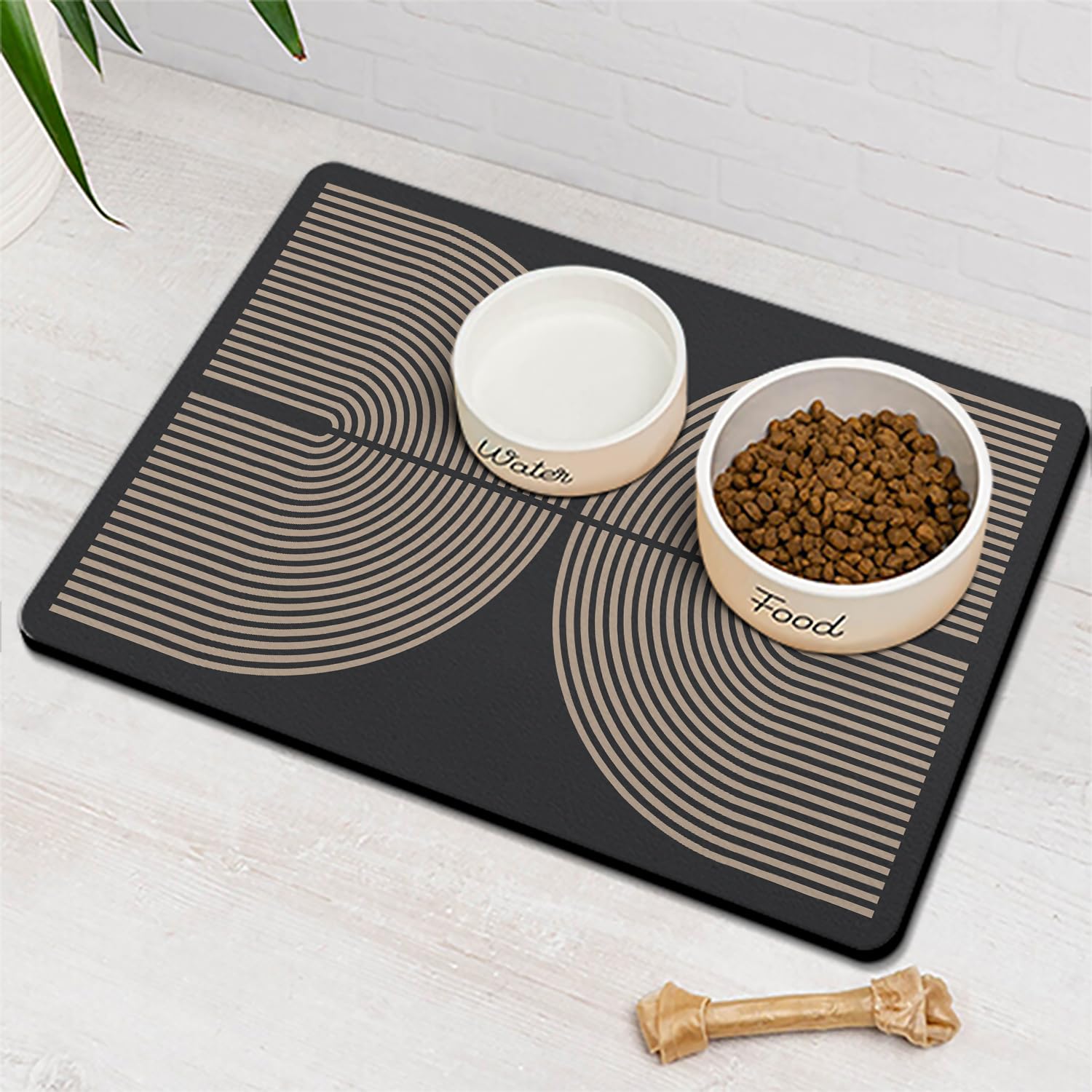 Modern Rainbow Easy Dog Food & Water Mat, Boho Vintage Pet Feeding Mat for Floor Non-Slip Waterproof, Super Absorbent Cat Bowl Mat, Easy to Clean Durable Pet Placemat,16" ร 24" โ image 1