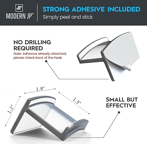 Miniatura 3 de Modern JP Ganchos adhesivos para sombreros de pared (paquete de 8)  Diseño minimalista para sombreros, sin perforaciones, ganchos de sujeción fuerte