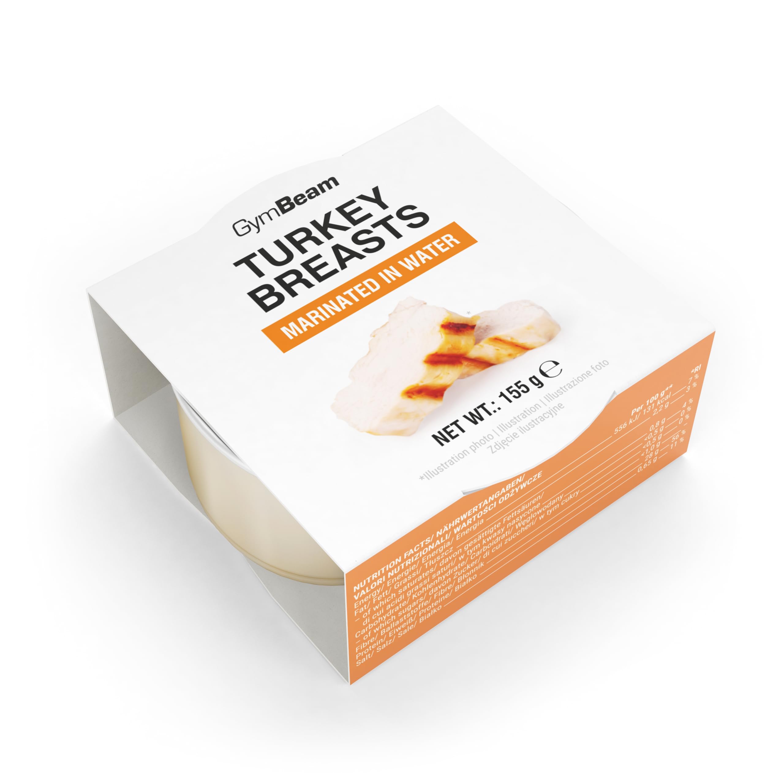 GymBeam Putenbrust in Wasser – Fettarm und proteinreich, ideal für Sportler und Aktive, verzehrfertig und ohne Gewürze, perfekt für gesunde Mahlzeiten (12 x 155 g)
