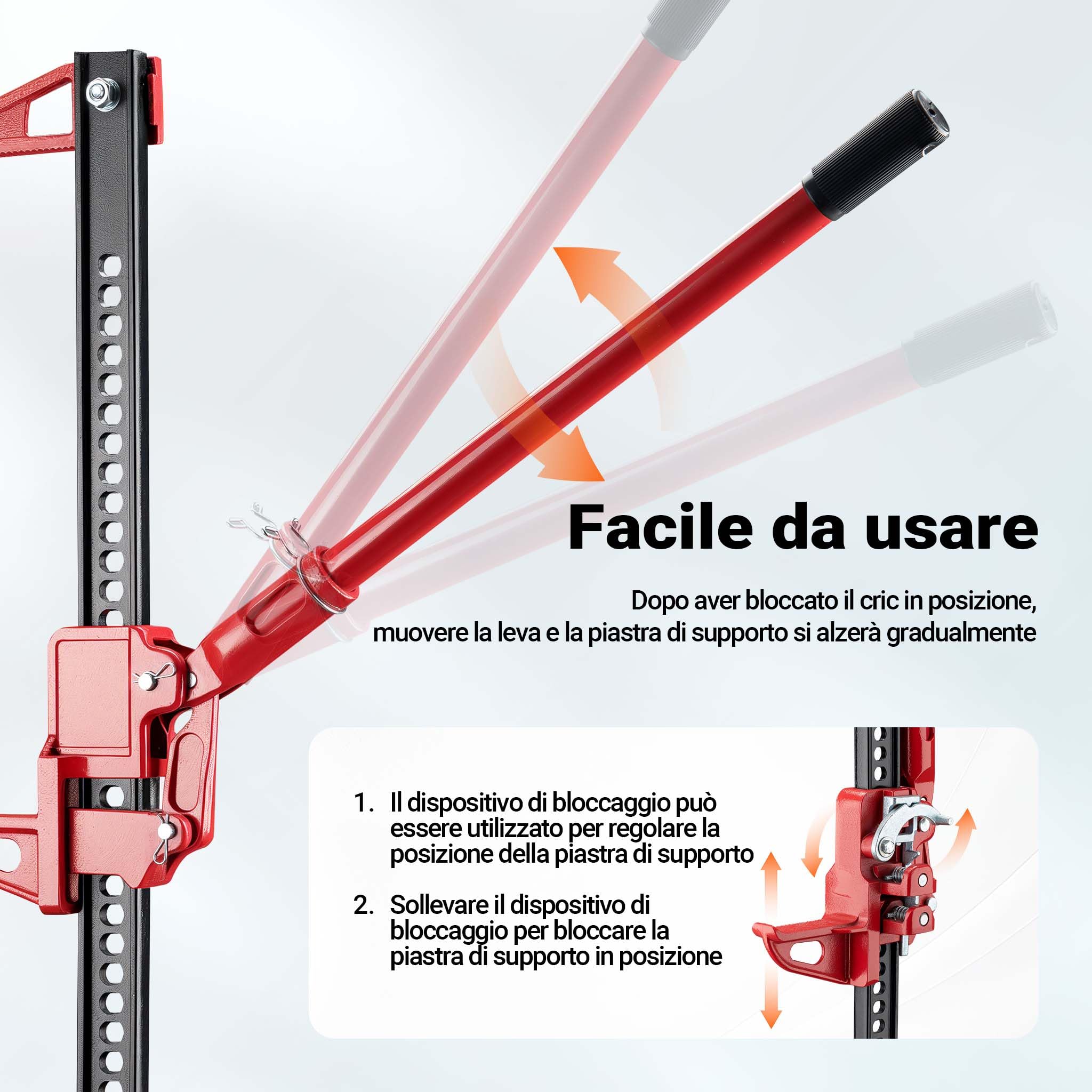 Wiltec Binda Meccanica 48'' Fino a 3000 kg, Altezza di Sollevamento Massima 105 cm, martinetto in Acciaio, cric agricolo Fuoristrada, SUV e ATV