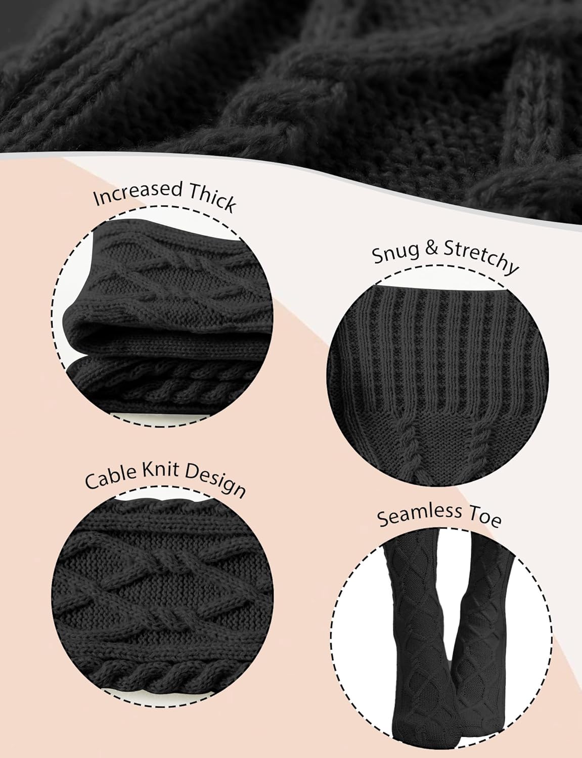Buauty Women's Cable Knitted Boot Socks Extra Long Thigh High Winter Stockings Over Knee Leg Warmers - Image 5