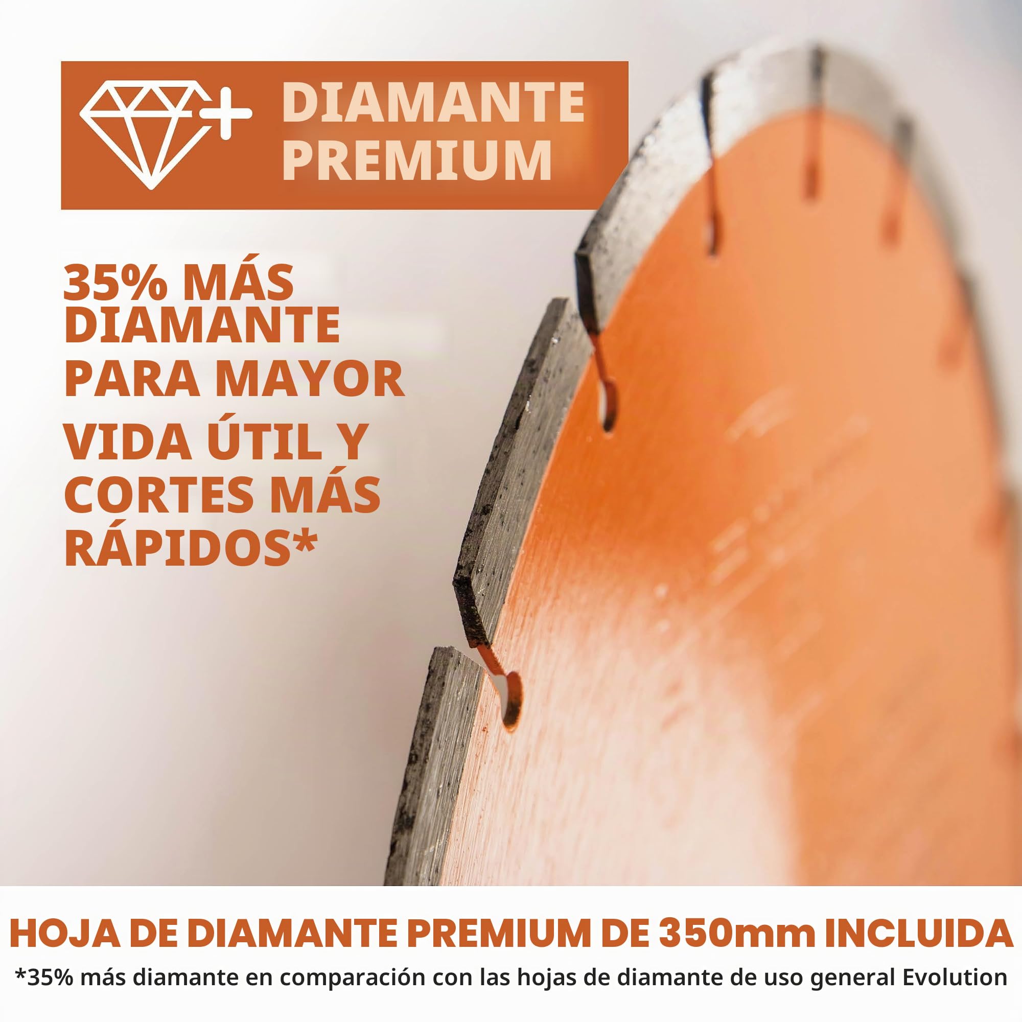 Evolution Power Tools R350DCT - Sierra de hormigón, sierra de corte, para cortar hormigón, piedra, ladrillo, tejas y más, cortador de disco eléctrico de 350 mm, hoja de diamante premium, 230 V, 350 mm
