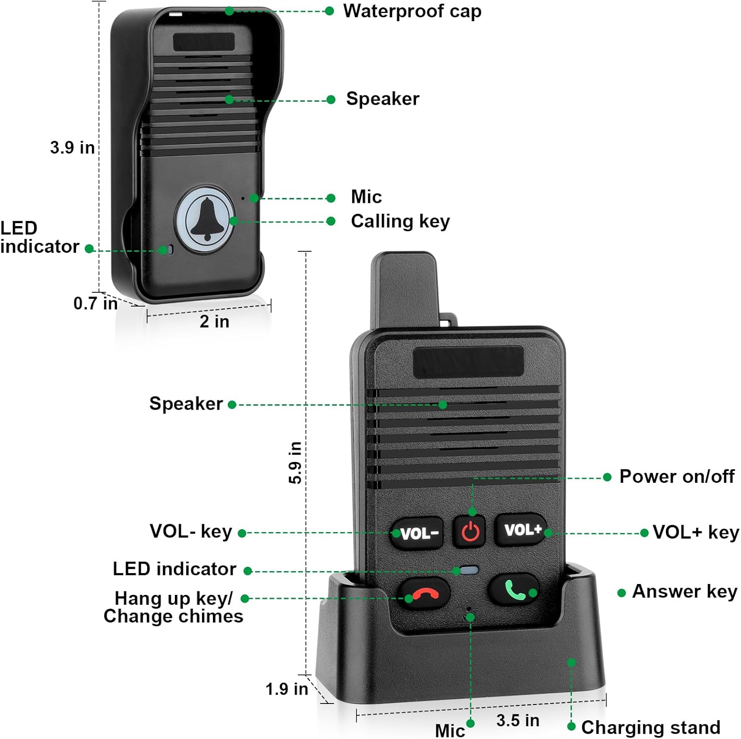 Wireless Doorbell, Hands Free Intercom Doorbells 1000ft Range, Full Duplex Two Way Communication Door Bell for Home, 8 Volume Levels with 4 Chimes LED Flash (2Pack Black) Wireless Doorbell, Hands Free Intercom Doorbells 1000ft Range, Full Duplex Two Way Communication Door Bell for Home, 8 Volume Levels with 4 Chimes LED Flash (2Pack Black)