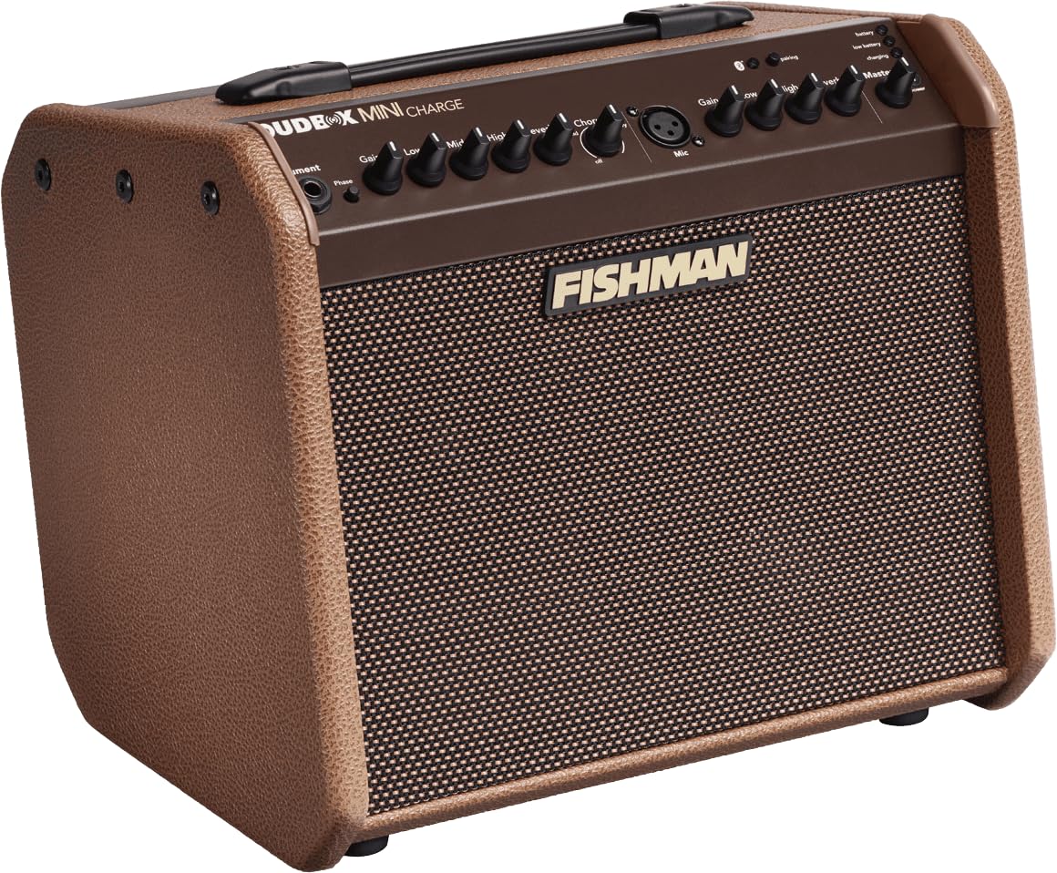 Fishman Loudbox Mini Charge da 60 W, Amplificatore per chitarra acustica Bluetooth a batteria, Marrone