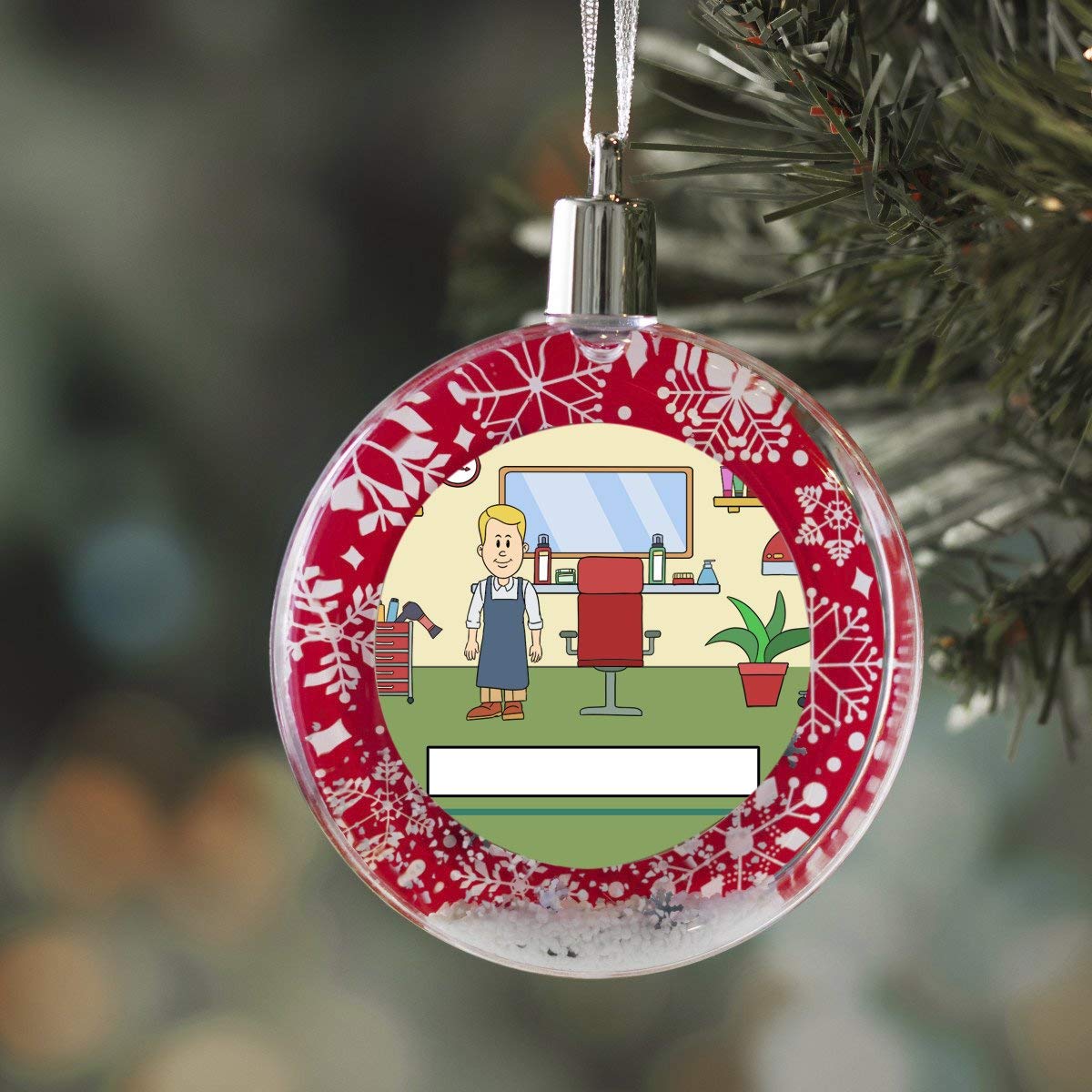 PrintedPerfection.com Personalized StoryLine Cartoon Caricature Snow Globe Christmas Ornament: Accountant, Bookkeeper - Female