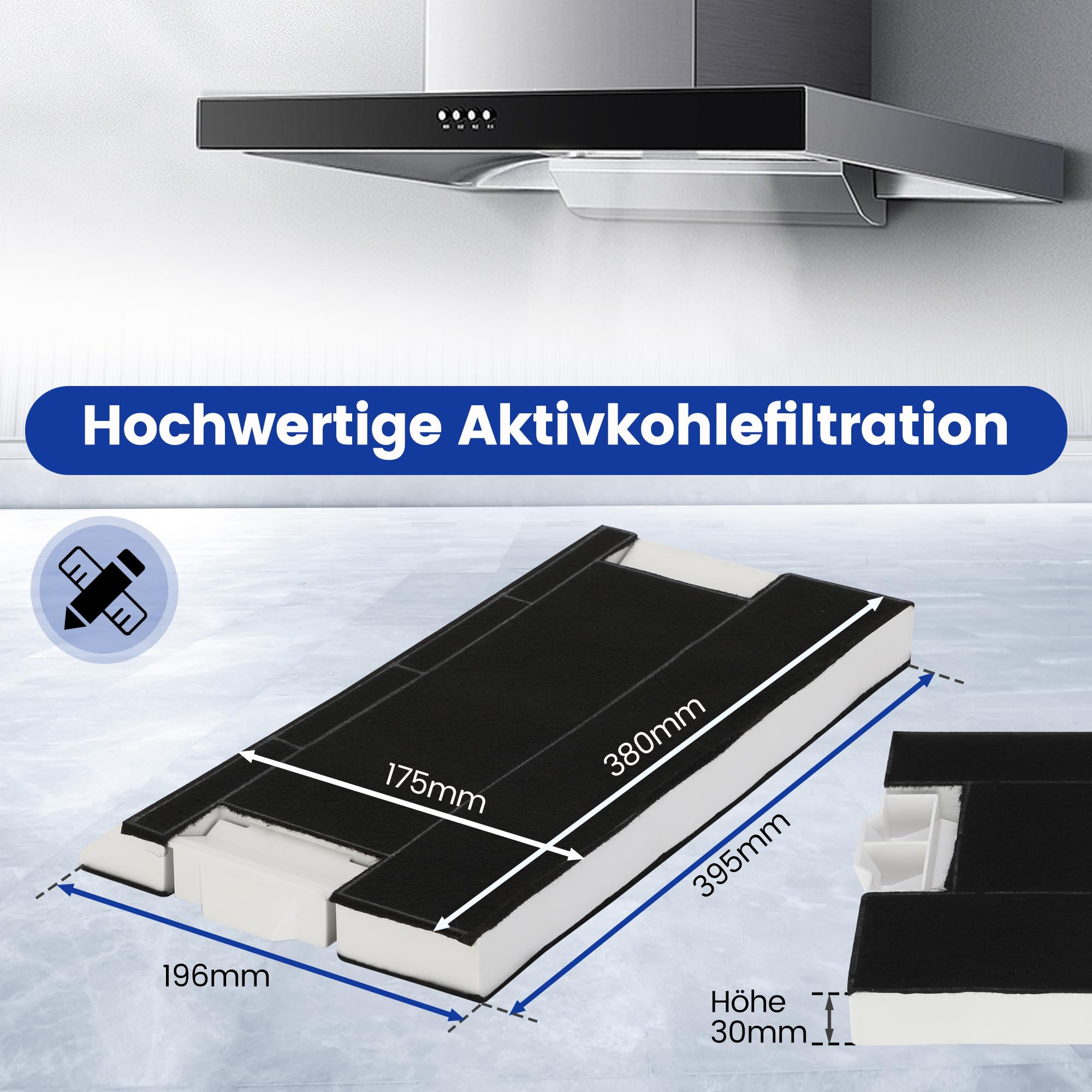2 filtry z węglem aktywnym okapy kuchenne do Bosch DHZ4506 / 00434229/434229 Siemens LZ45501 / LZ45500 Neff Z5144X1 / Z5144X5 i Constructa CZ5144X5