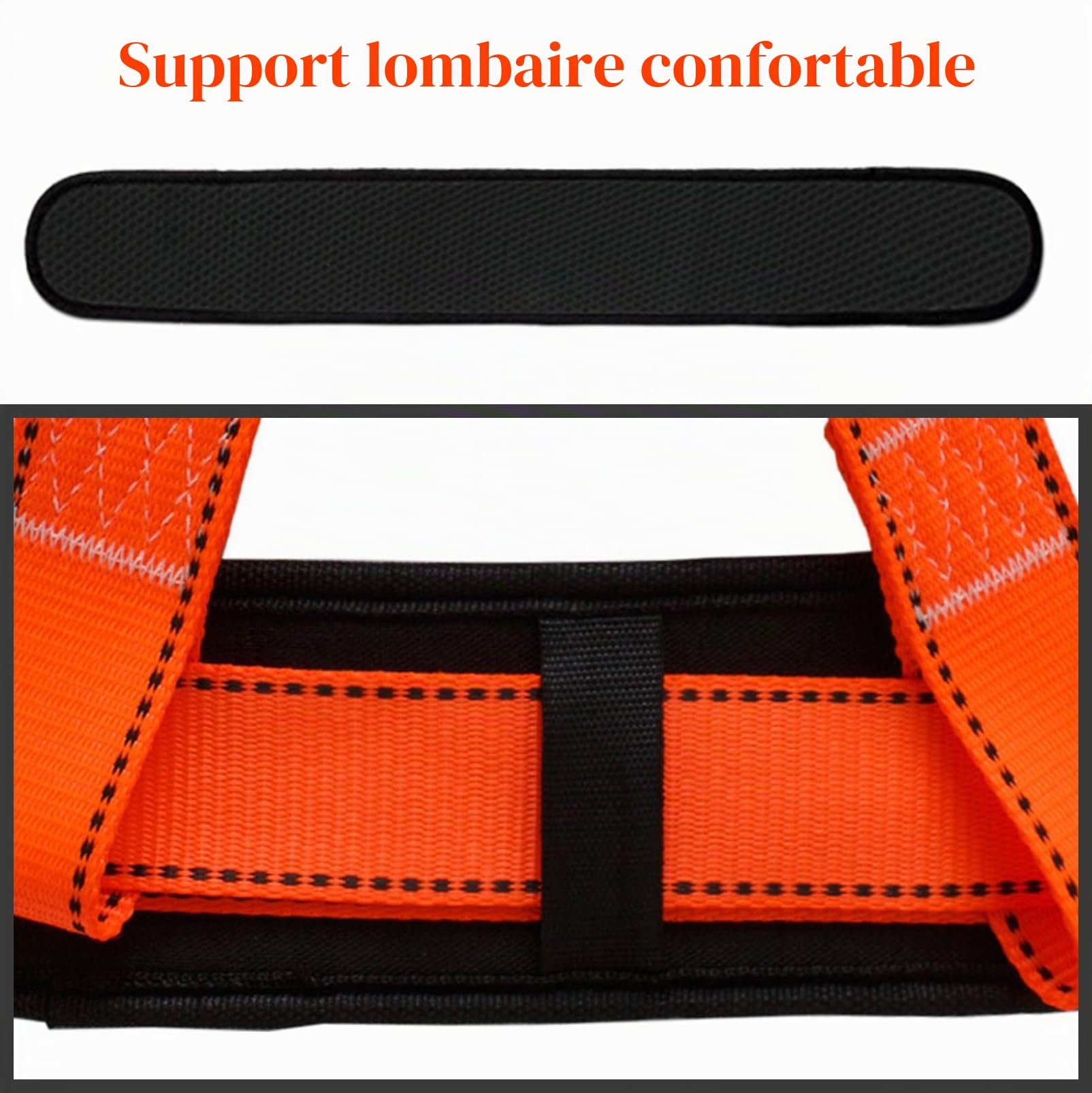Harnais de Sécurité avec Longe, Harnais Anti Chute, Baudrier Escalade, avec Support Ventral Epaissi, Portante 100 kg, pour le Travail Aérien, les Hommes (Grande Boucle 1,6 m)