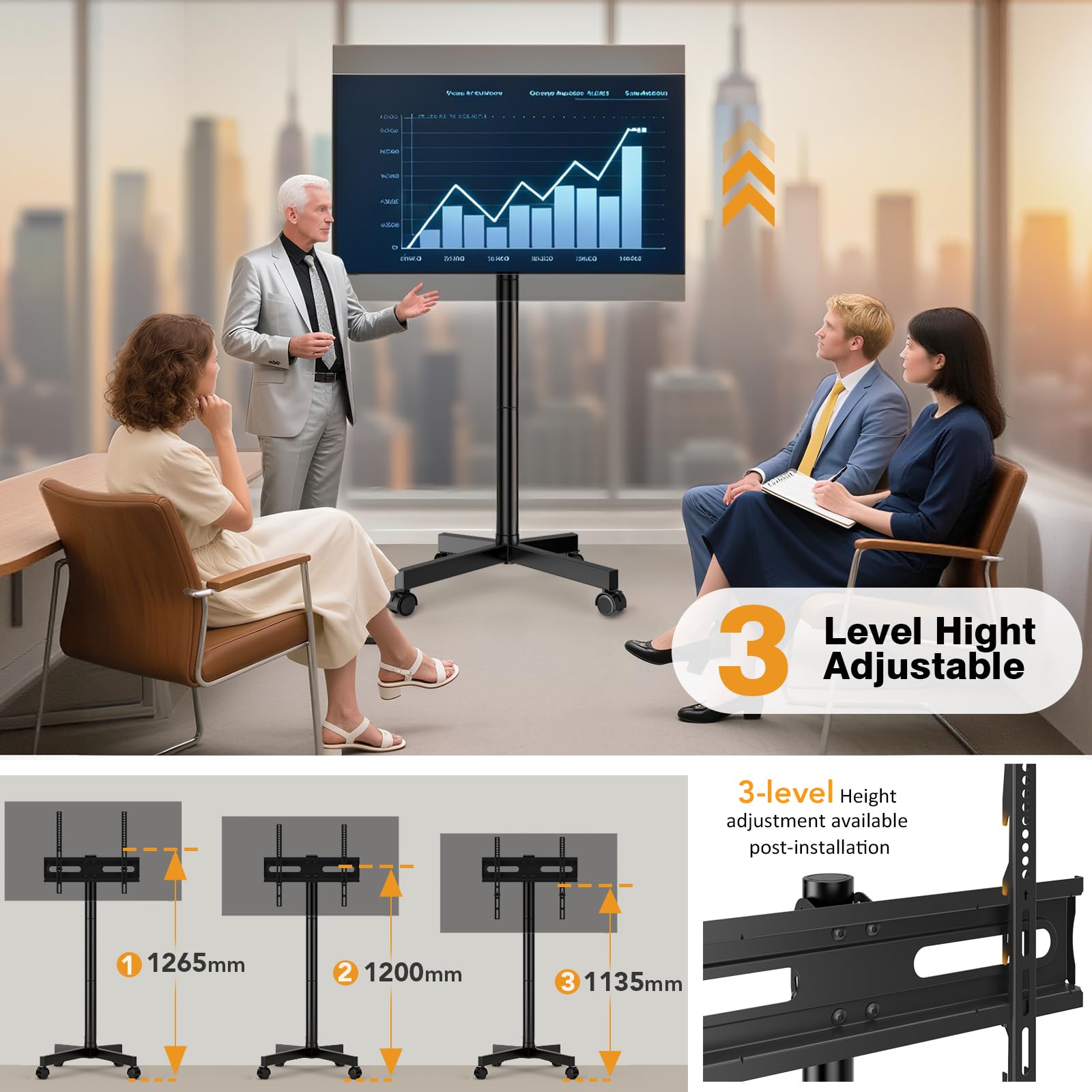 Stand TV Floor Standing LED LCD Vesa 400x400 Kg 35 - Dettaglio