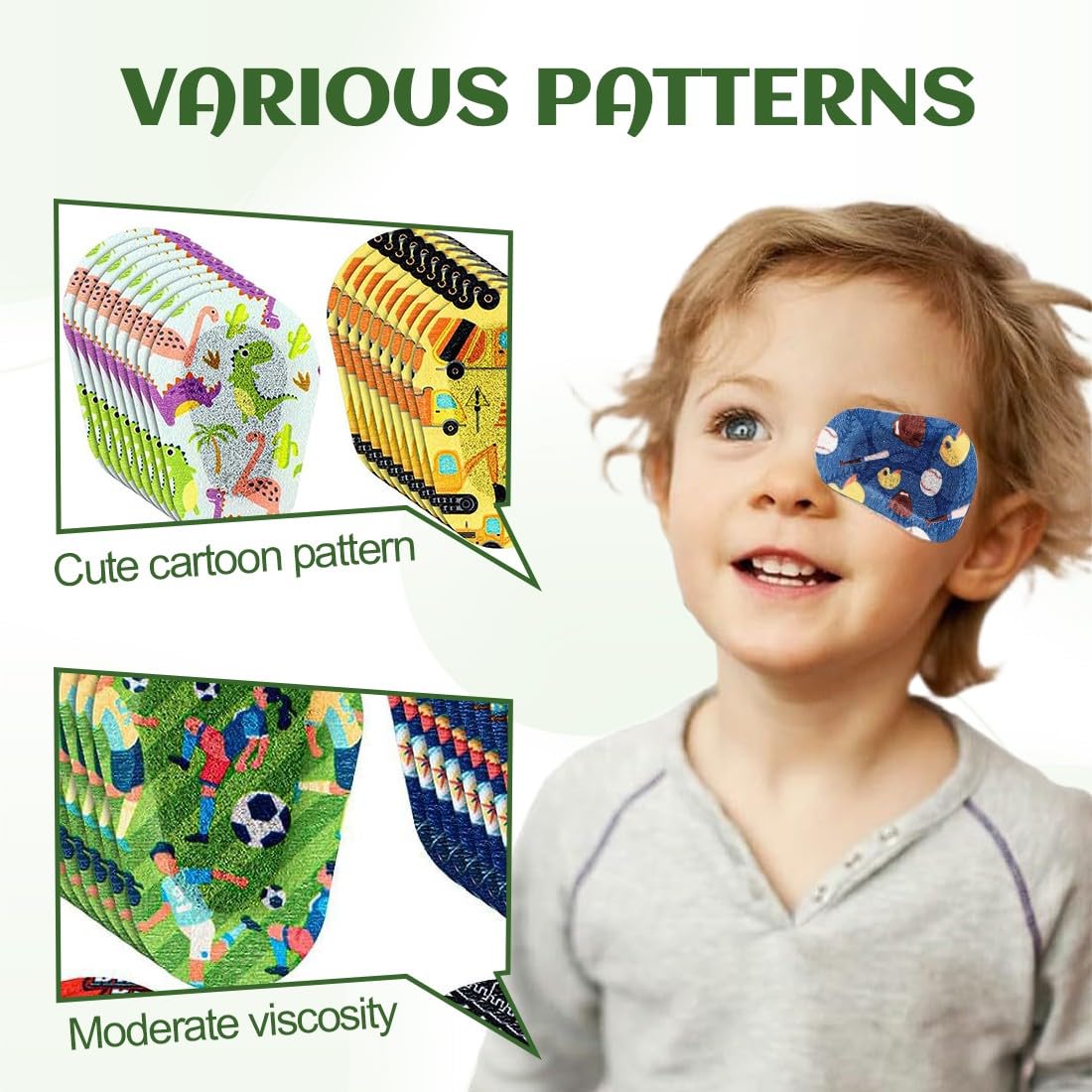 JEYORZY 9 Pezzi di Bende per Gli Occhi, Bende Oculari per Bambini, Benda Adesiva Sull'Occhio per Bambini Benda Adesiva in Cotone per Bloccare la Luce Estiva per Bambini (9 Stili)