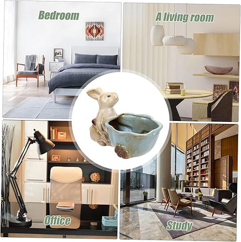 Miniatura 3 de PRETYZOOM Figura de forma de entrada de resorte bandeja de escritorio bandeja de teléfono bandeja de almacenamiento de aperitivos conejo figura de