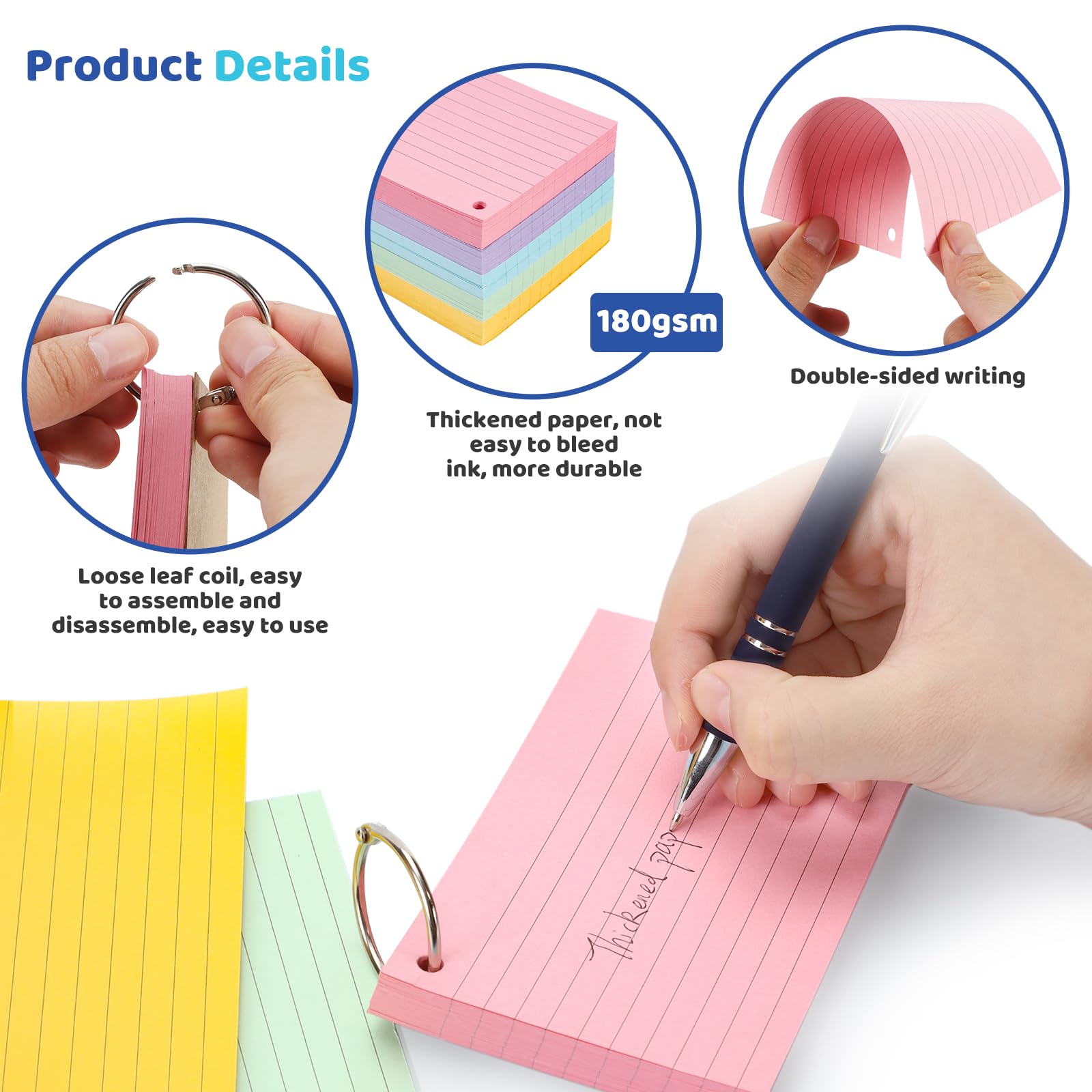 JJQHYC 8 Pezzi Flashcard Carta Kraft Multicolore Blocchi Di Flash Card - 4