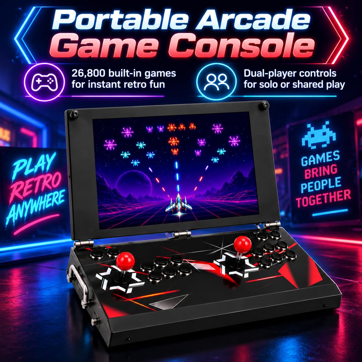 Console di Giochi Arcade Portatile, 26.800 Giochi, Schermo HD da 17,5