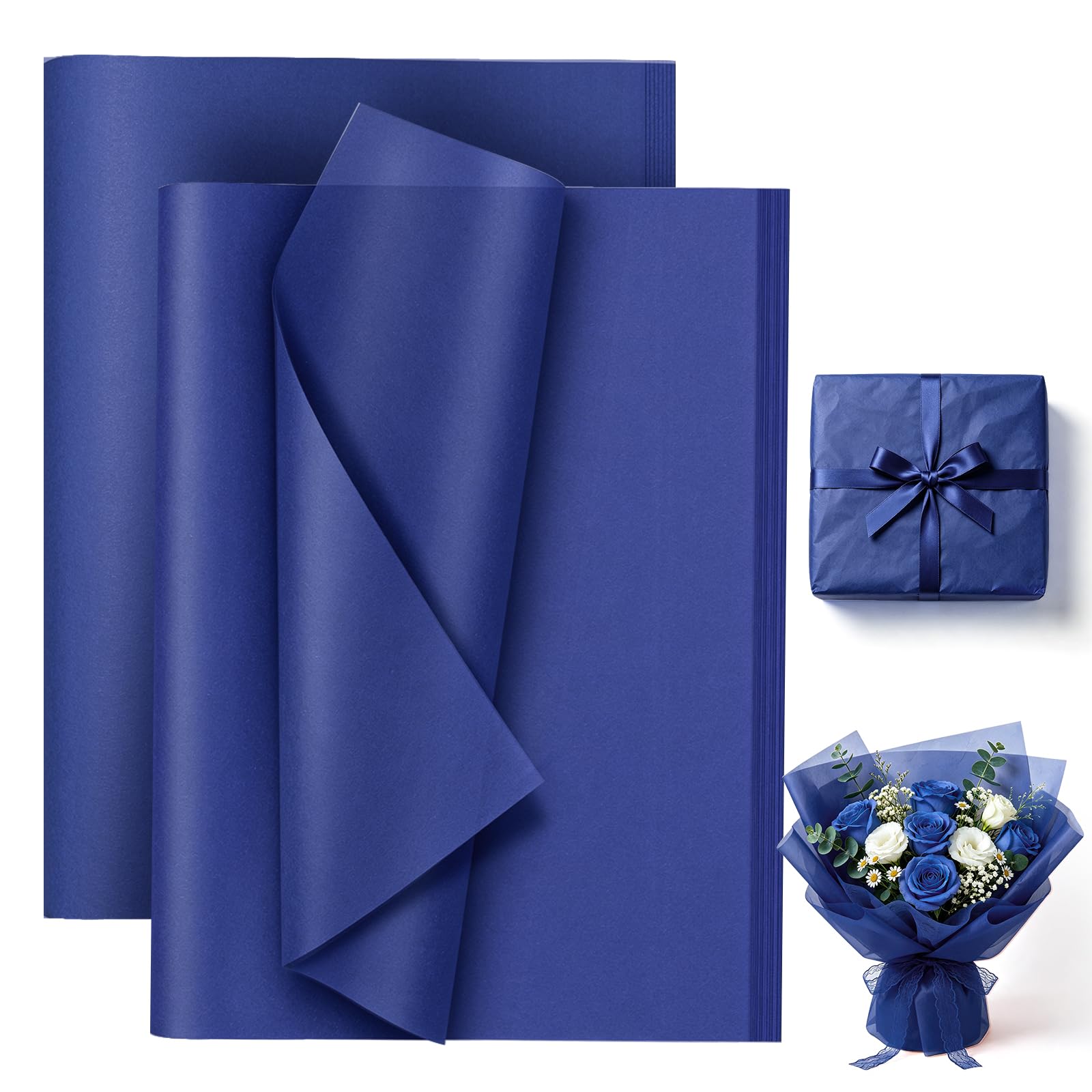 120 Sheets Dark Blue Wrapping Paper, Tissue Paper Sheets for Packaging