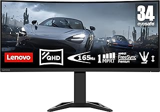 Lenovo G34w-30 34 Inch Gaming Monitor | Ultra-Wide QHD, 1440p, 165Hz, 0.5ms, HDMI, DP | AMD Freesync Premium | PS, Xbox, PC screen