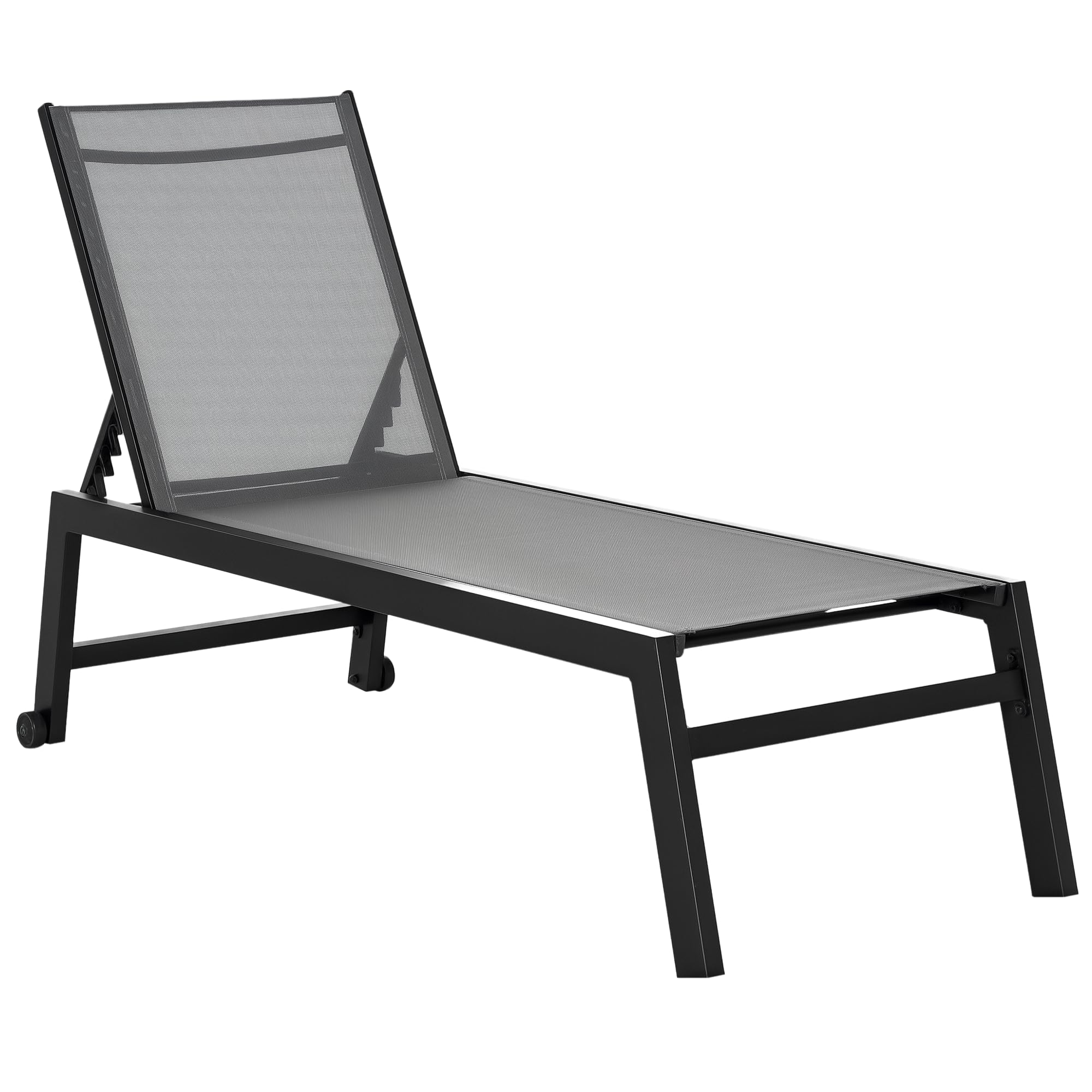 Outsunny Tumbona de Jardín de Aluminio Tumbona Exterior con Respaldo Reclinable en 5 Posiciones Carga 120 kg para Patio Terraza 169x65x102 cm Gris