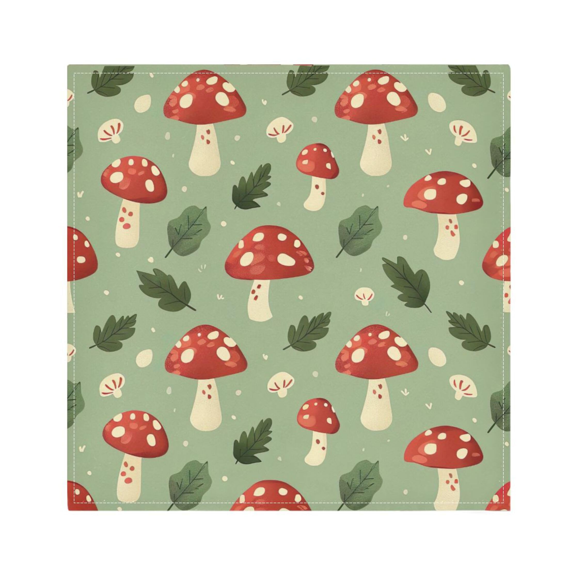 Fuauuyl Cloth Napkins Set of 6 Mushroom Leaf Dinner Napkins 20x20 in, Washable & Reusable Fabric Table Napkin for Dining Parties Holiday, Eco-Friendly