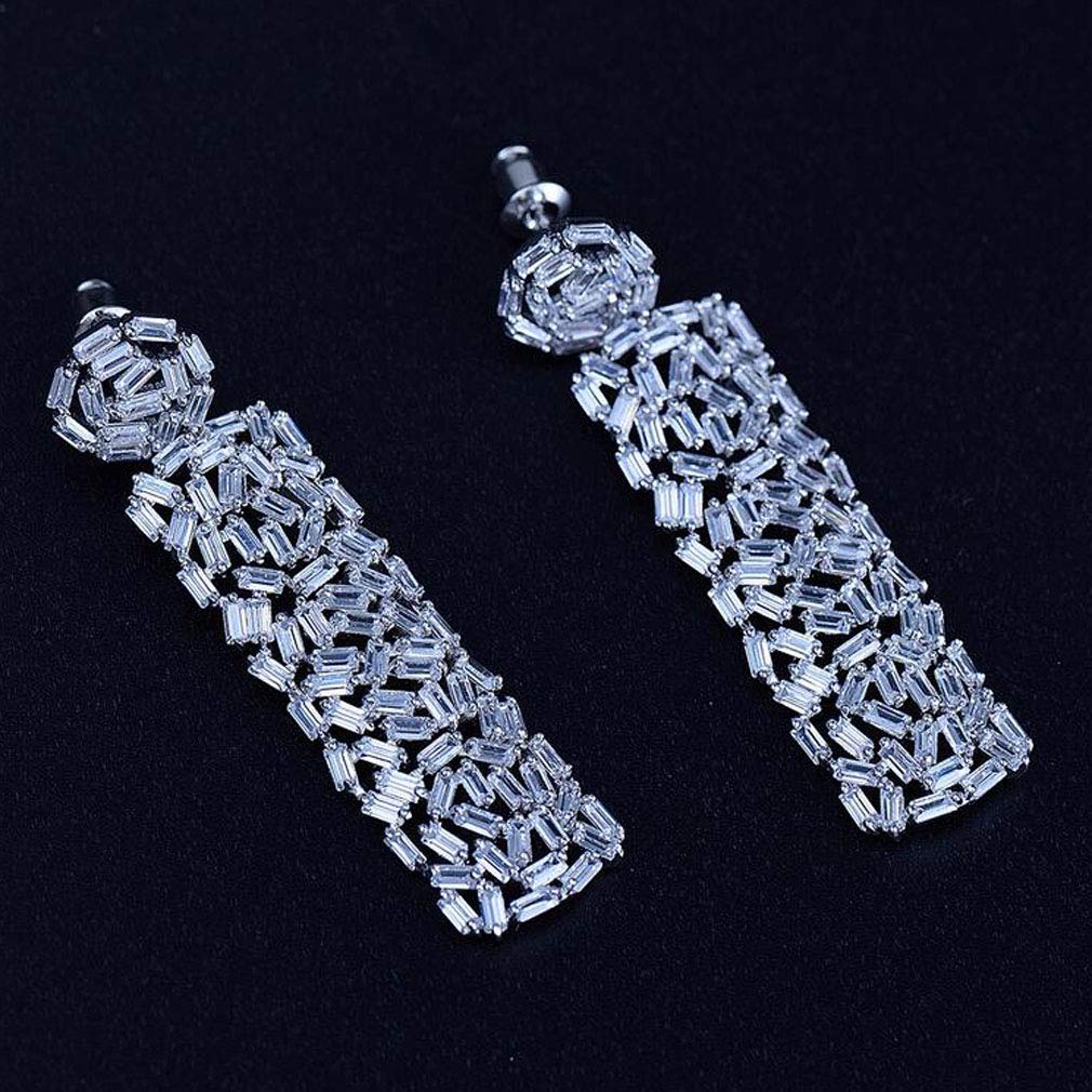 Eleganti Orecchini Pendenti Lunghi in zircone cubico di Cristallo per Donna, Gioielli da Regalo per Donna, Gioielli da Sposa alla Moda, Regalo per Festa