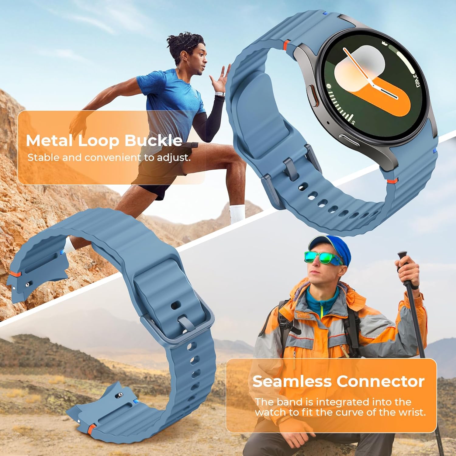 NotoCity Sport Watchbands Compatible with Galaxy Watch 7 Band 40mm 44mm,No Gap Soft Silicone Strap for Galaxy Watch 6 Classic 43mm 47mm/5 Pro 45mm/FE Band - Image 3