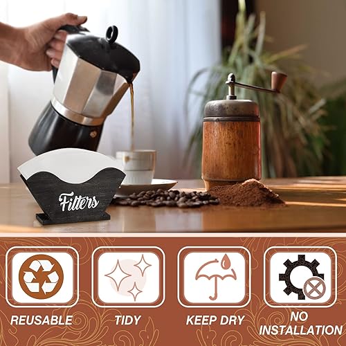 Miniatura 6 de Soporte de filtro de café de estilo rústico con cono de madera rústica, filtro de café de madera de pino, almacenamiento de filtro de estilo rústico