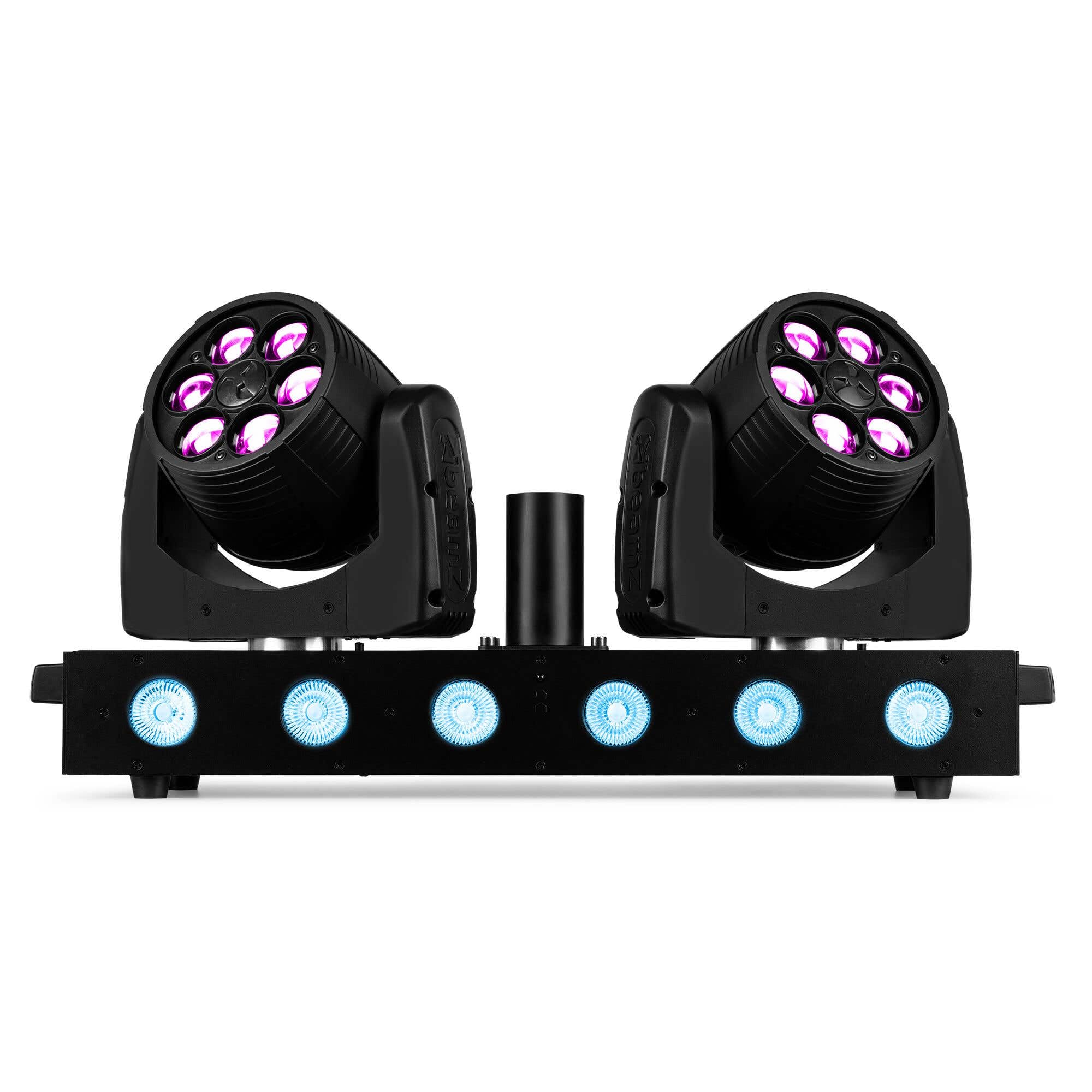 BeamZ Fuze Twin Wash Moving Head Bar, 2x RGBW LED Moving Heads + LED Bar, Lichtorgel Musikgesteuert, DMX, Zoomfunktion, Bühnenlicht für DJ, Events, Club & Live-Auftritte