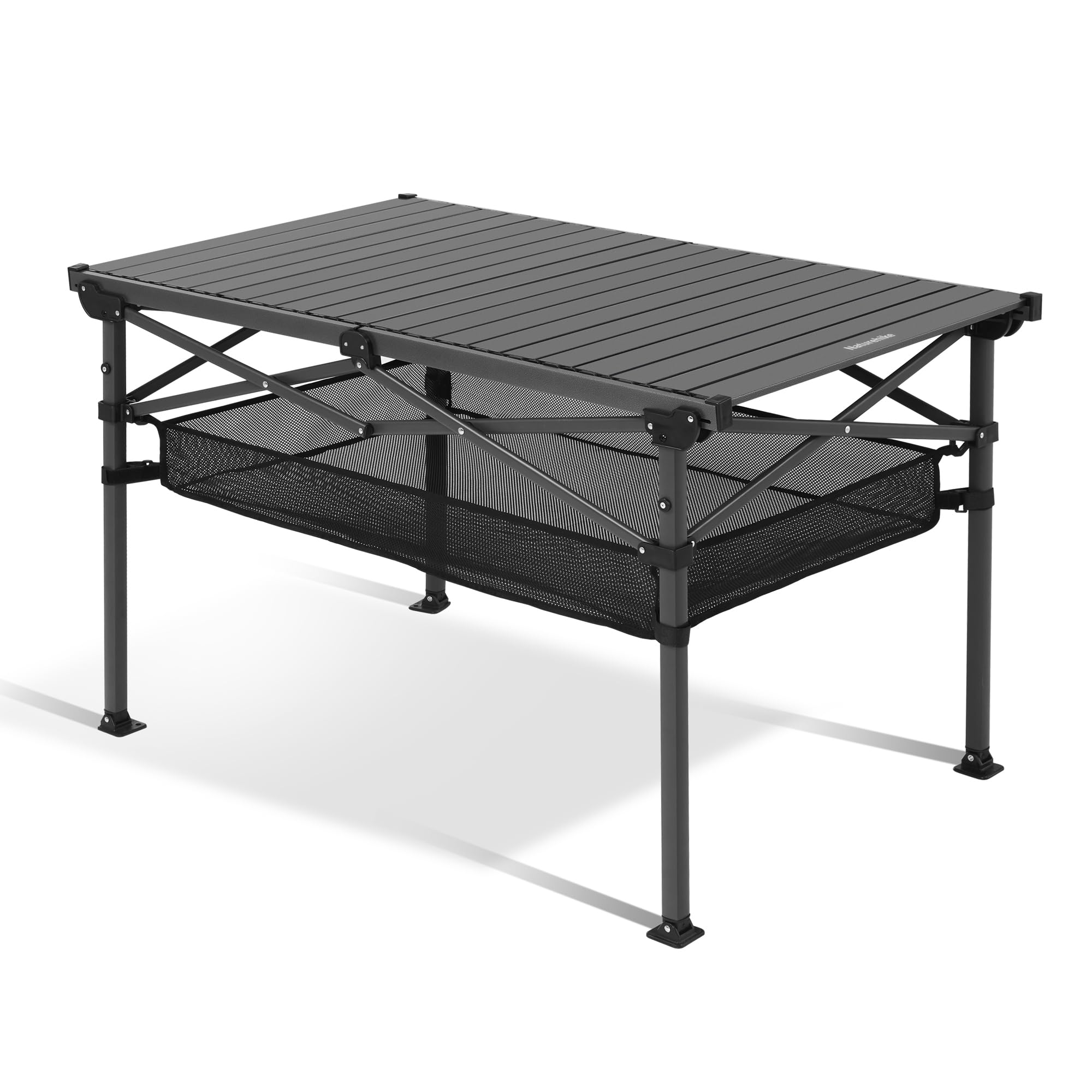 Naturehike Składany stół kempingowy, poszerzona i podwyższona rama aluminiowa, udźwig 80 kg, montaż w ciągu kilku sekund bez użycia narzędzi, idealny na kemping, balkon, do domu,