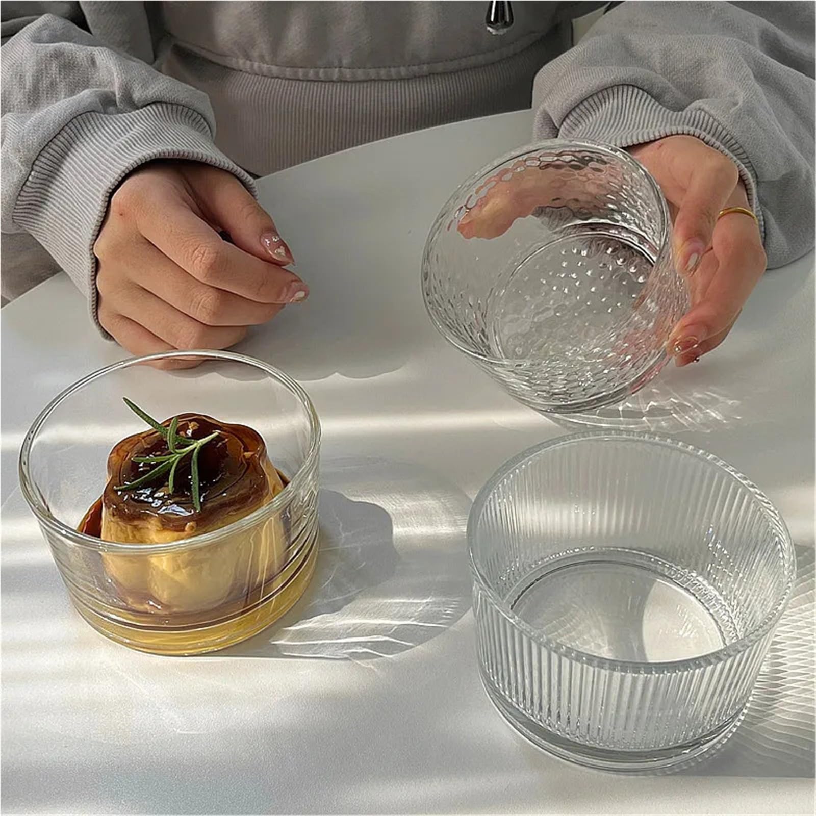 Ensaladeras Juego de minicuencos de vidrio transparente, 4 Uds., postres de cocina, ensaladera, salsas for el hogar, pudín, fruta, charcutería, tazones for preparación de comidas Para Cereales, Ensala