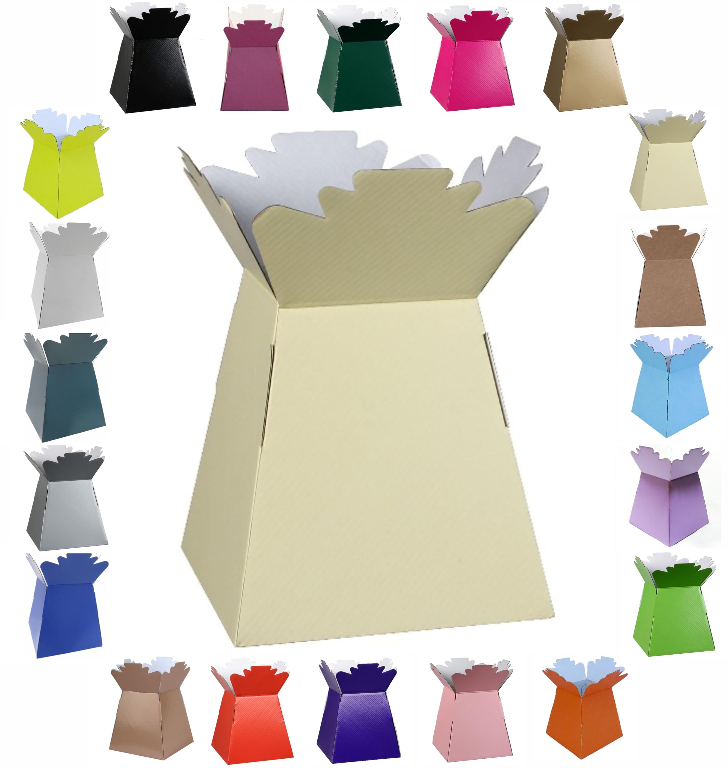 Glossy Vibrant Bouquet, Flower Box/Vase - Transportation Display, Presentation Boxes (2, Ivory)