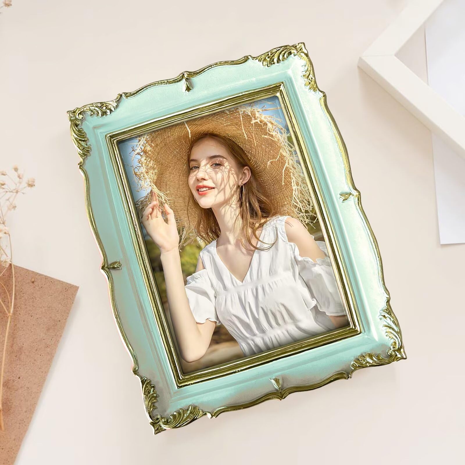 Amazon.com - Himitimi Vintage Picture Frame 6x8 Inch, Green Gold