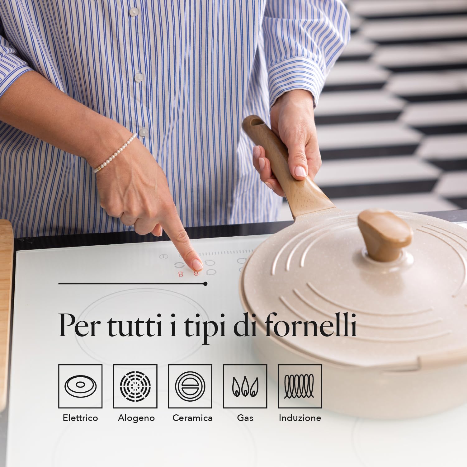 FLORINA Padella Antiaderente in Alluminio OSLO (28 cm) I Rivestimento Antiaderente in Ceramica I Manico Ergonomico Soft I Resistente al Calore | Adatta per Piani Cottura a Induzione, a Gas e Elettrici