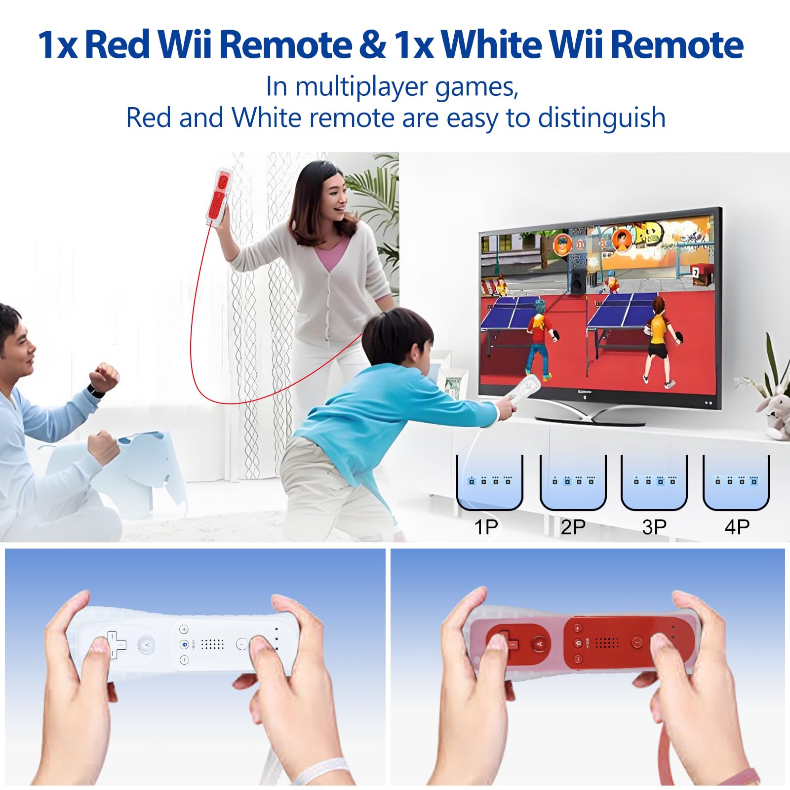 GOUYESHO Nue télécommande de remplacement pour Wii/Wii U Controller with Nunchuck avec Motion Plus, télécommande de remplacement pour console Wii/Wii U, 2 Pack (Rouge et Blanc)