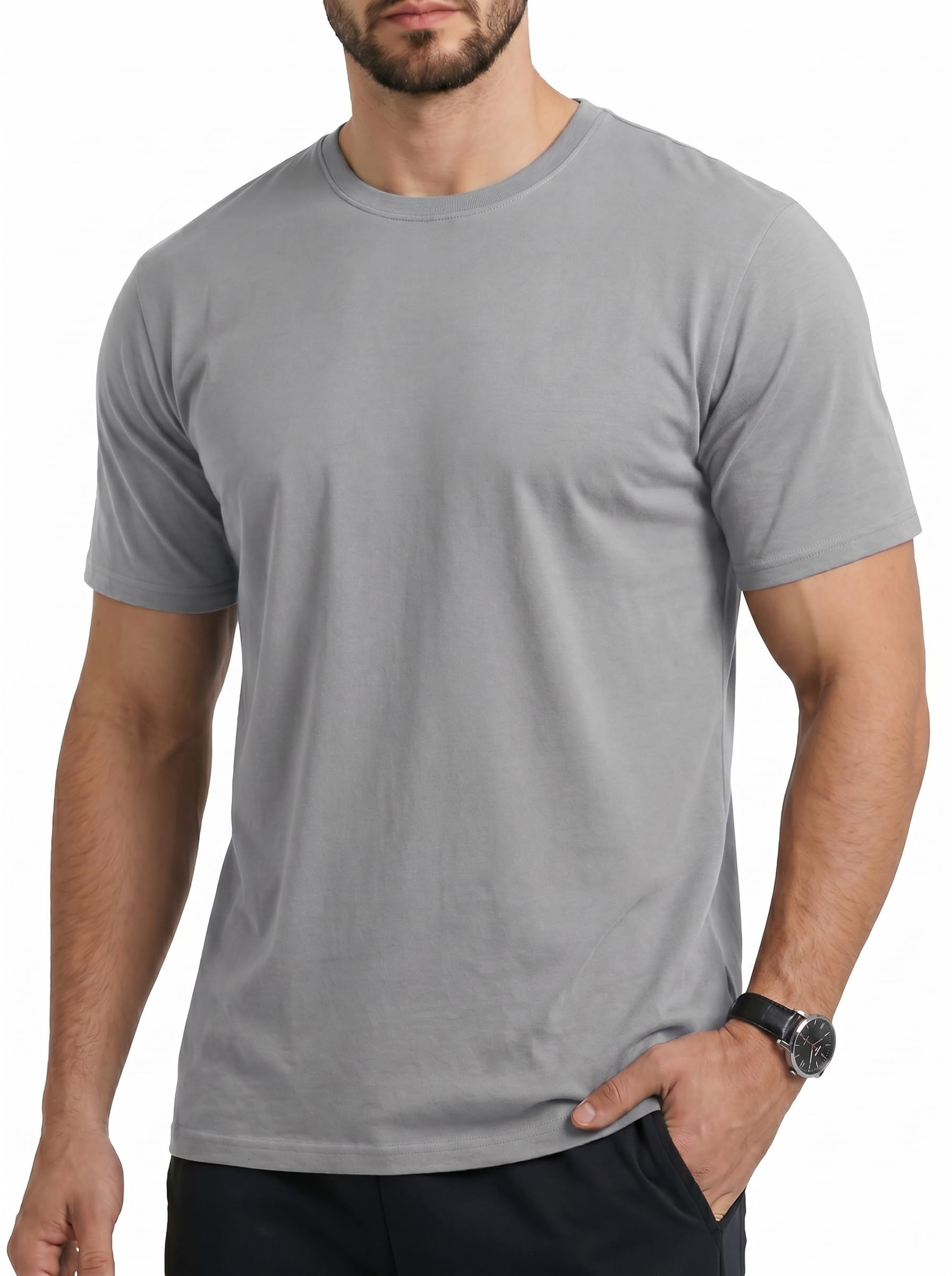 Cavva UV Shirt Herren Sommer Kurzarm T Shirt UPF50+ Rundhals Funktionsshirt Bambus Freizeit Atmungsaktiv Oberteil