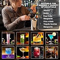 Vista 5 de Juego de coctelera de 23 piezas Boston de acero inoxidable con soporte para el hogar, bar, cóctel, herramientas