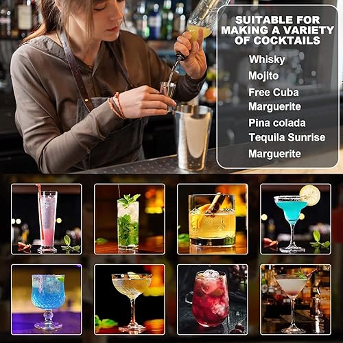Miniatura 5 de Juego de coctelera de 23 piezas Boston de acero inoxidable con soporte para el hogar, bar, cóctel, herramientas