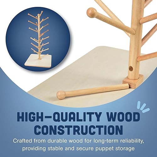 Miniatura 4 de Cre8tive Minds MTC-501 Education Wooden Puppet Tree, Finger Puppet Stand, Holds 26 Puppets, 2-Section Pole Design, 3.7" x 21" x 20.5"
