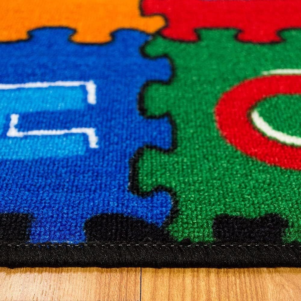 Kids/Baby Room/Daycare/Classroom/Playroom Area Rug Letters Numbers Fun Educational Puzzle Learning Carpet (5’ X 7’)