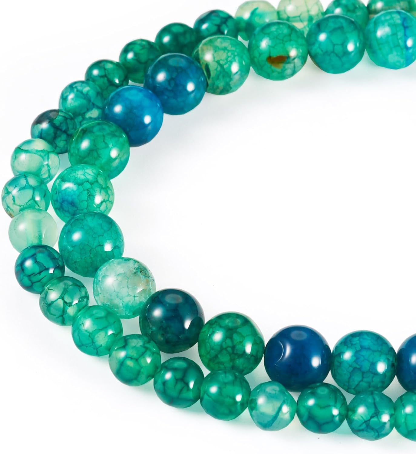 Craftdady 2 Strands Natural Dragon Veins Agate Beads About 110 pcs 6 mm 8 mm Green Round Stone Beads Smooth Loose Gemstone Beads for Bracelets Earrings Necklaces Jewelry Making