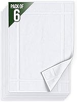 Pearl Linens 6-Pack 100% Cotton Bath Mats 20x30 White - Soft Absorbent 687 GSM Machine Washable Bathroom Floor Towels