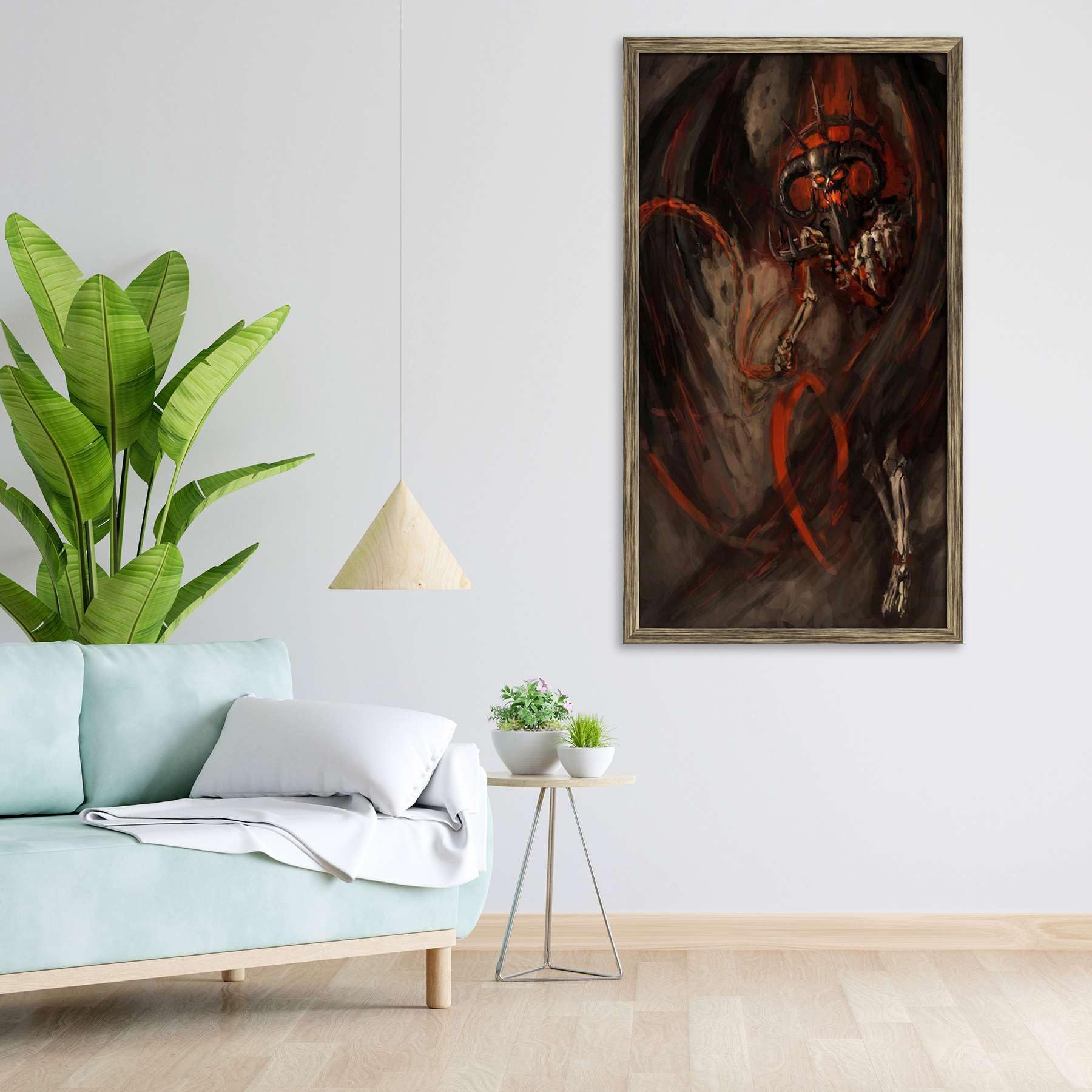 ArtzFolio Firer Reaper | Premium Canvas Painting for Bedroom & Living Room | Antique Golden Wood Frame | 12 x 20.7 inch (30 x 53 cms)