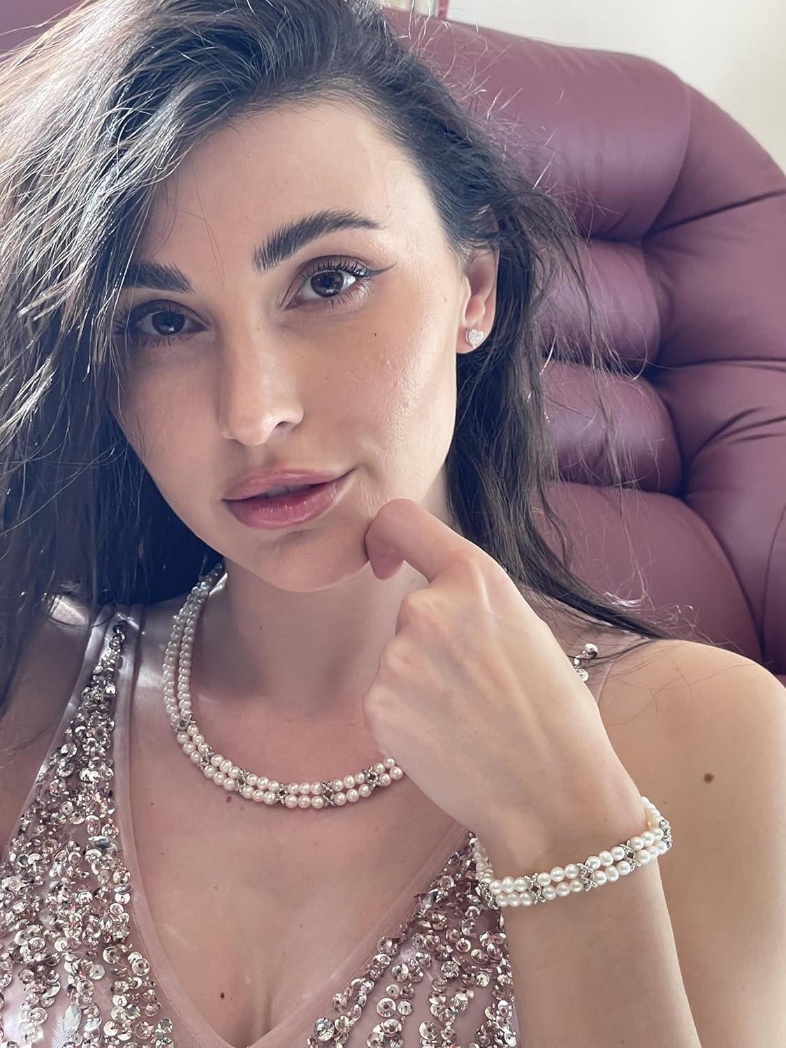 Luxury AAAA Pearl Necklace NATURAL Shape South Sea Cultured Pearl Necklace Bracelet 18k White GOLD Silver Her Graduation Daughter Birthday ONE Of KIND South Sea Pearl Akoya Necklace Bracelet - Image 2