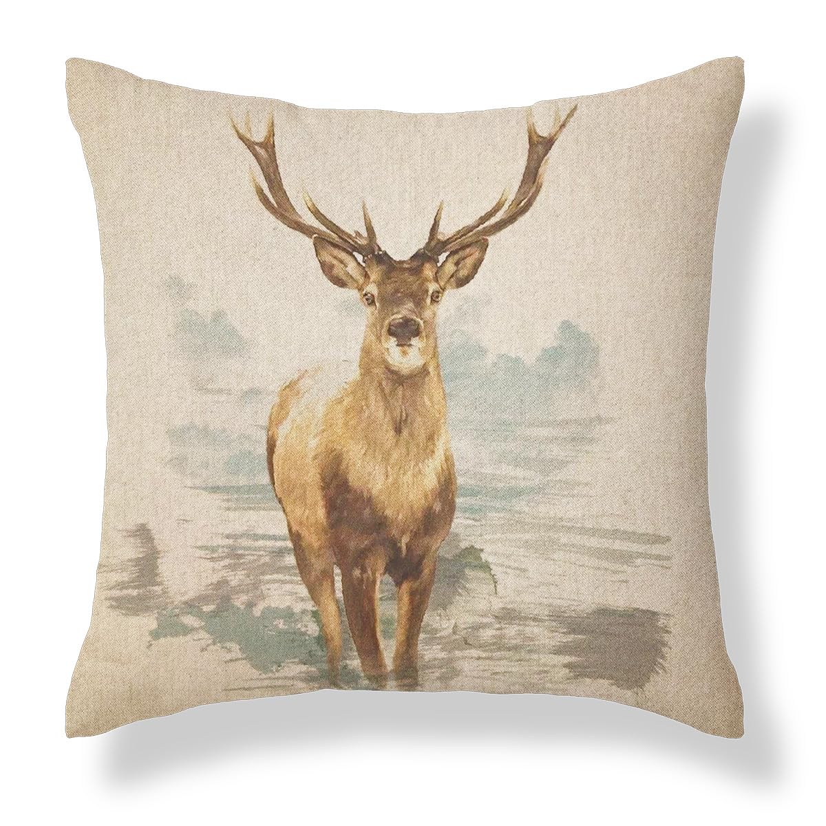 Harrison Cropper Country Animal Print Cushion Cover Stags Hare Cow Pig Pheasant Duck (Green Ducks, 16")