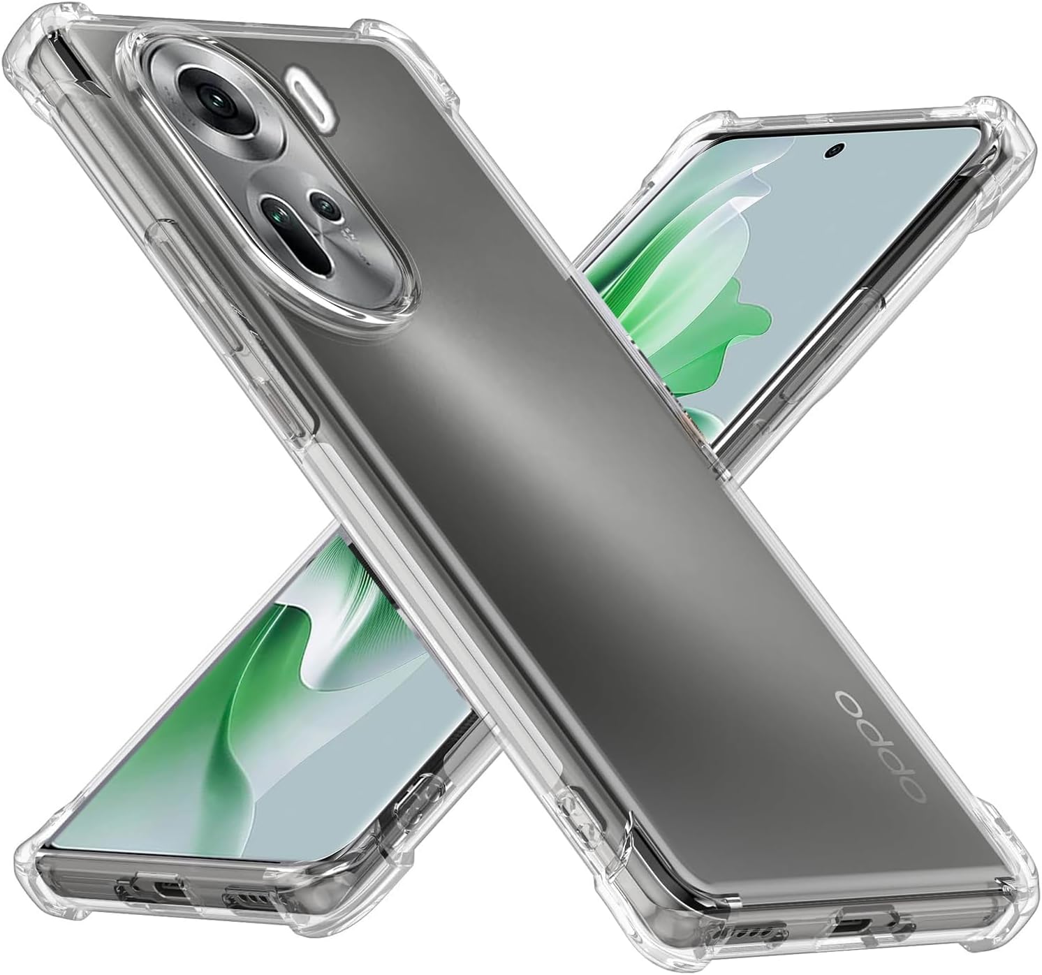 Case for Oppo Reno 11 5G (No for 11F) Clear TPU Four Corners Military-Grade Protection Cover Transparent Soft funda
