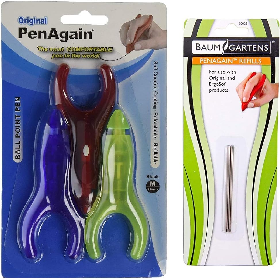 Original 3 Pack Pens - Red, Blue, Green or Neon Green with 2 Black Ball Point Refills for 00063