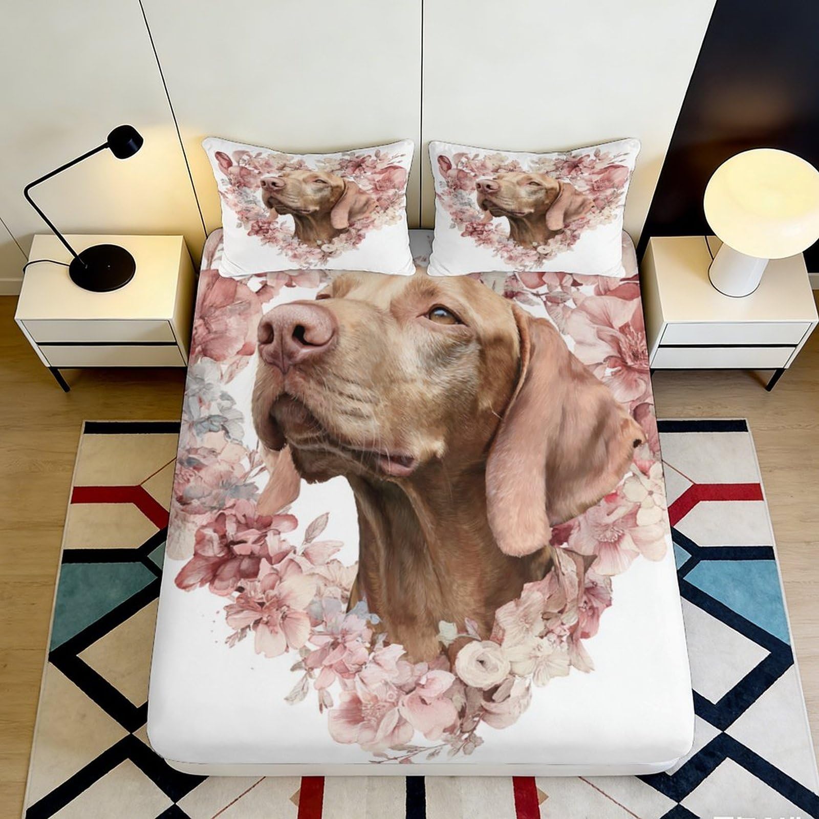 Uxinyoume Style-3 3D Printed Brown Dog Floral Fitted Sheet Microfiber Soft Bed Cover For Bedroom Guest Room Decor Easy Care 90X200x25cm