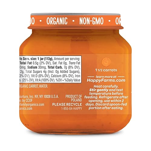 Miniatura 3 de Happy Baby Alimento orgánico para bebés de zanahorias etapa 1, 4 onzas