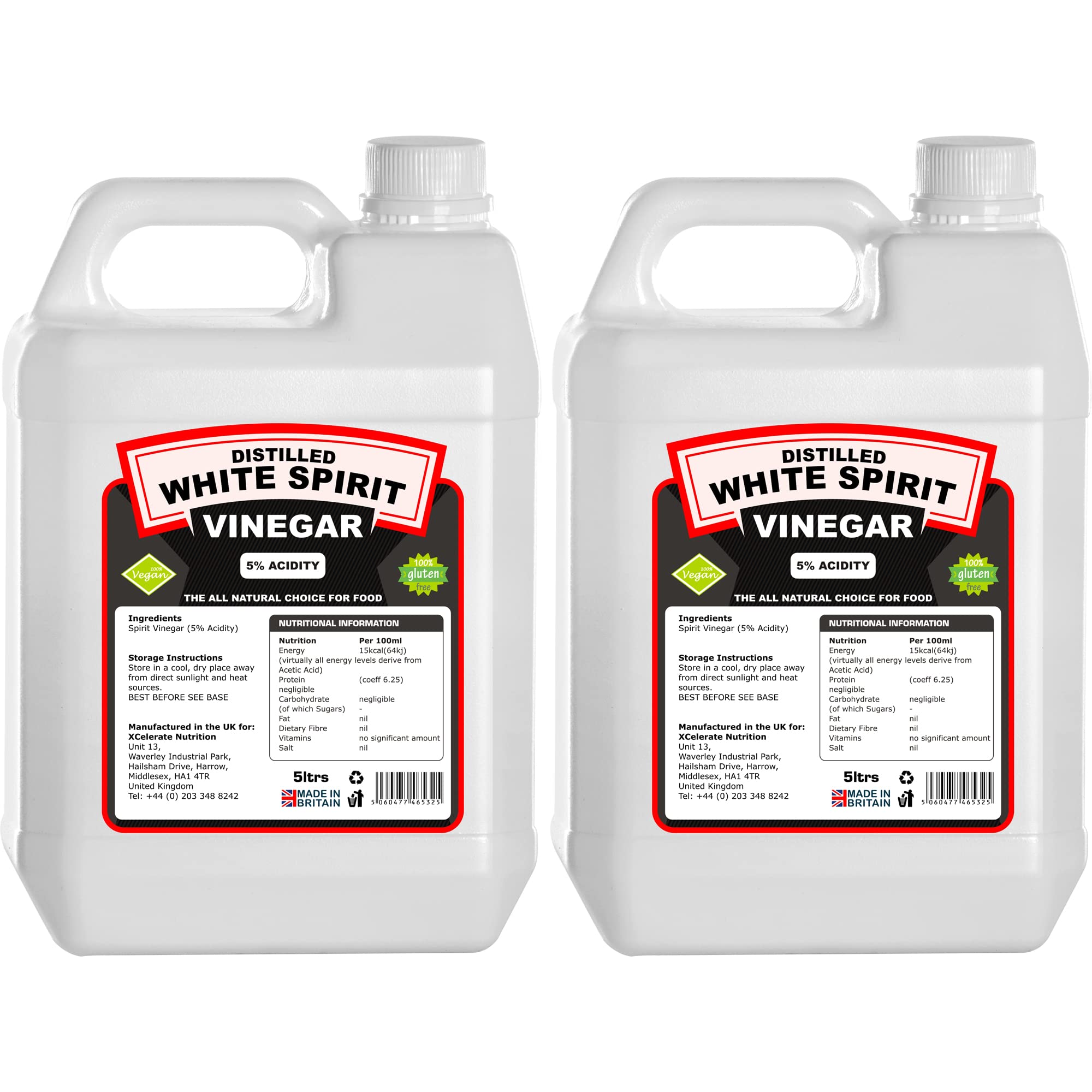 Buy XCelerate tion Distilled White Spirit Vinegar 10LTR 5L Pack of 2