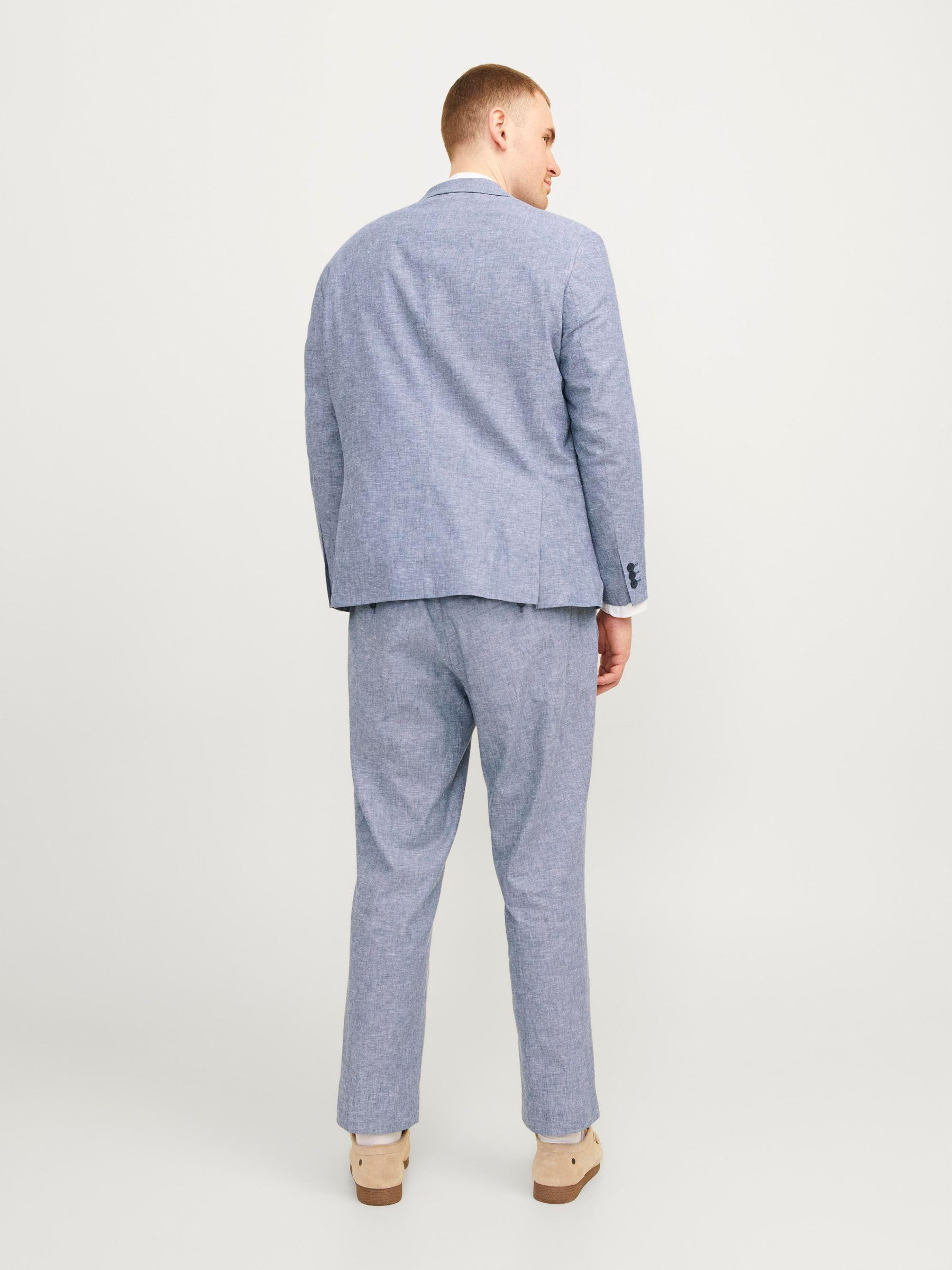 JACK & JONES Jprriviera Linen Suit Slim Fit Sn Pls garnitur męski, Chambray Blue/Fit: slim fit, 66 Duże rozmiary