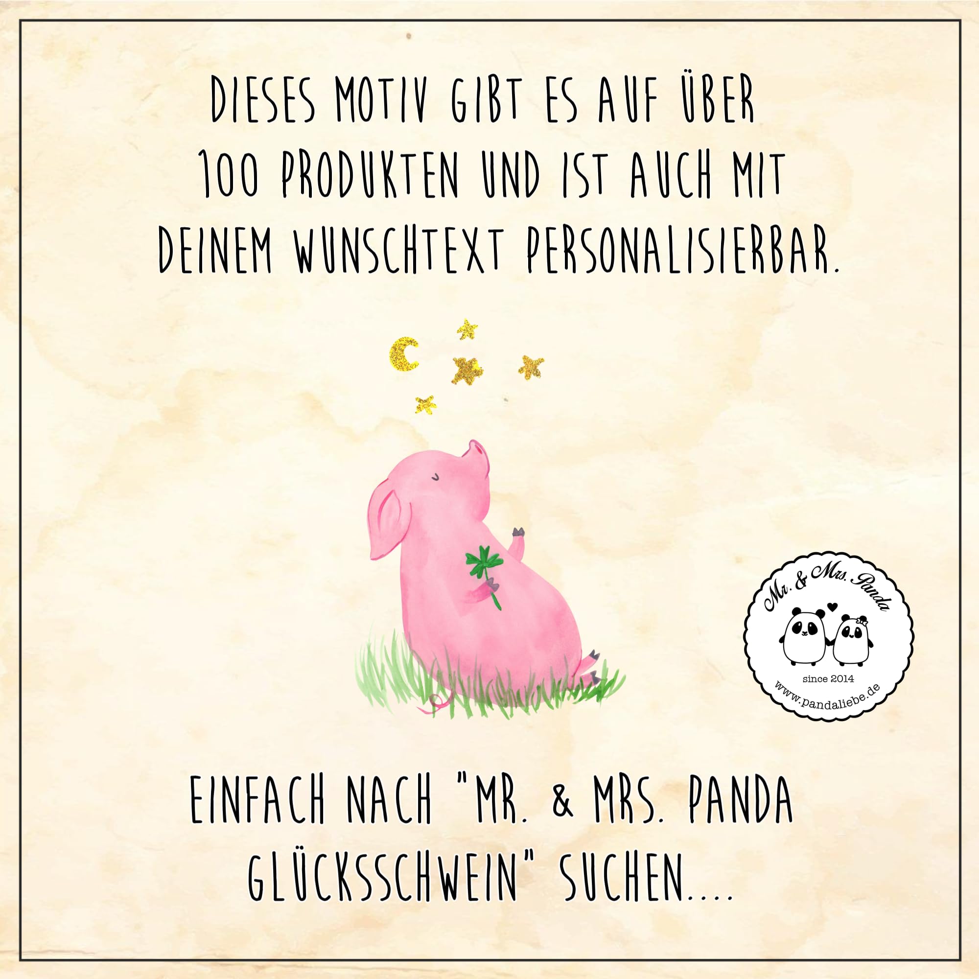 Mr. & Mrs. Panda Fussmatte personalisiert Schwein Glück 40 x 60 cm - Personalisierte Geschenke, Ziele, Individuelle, Sterne, Träume, Motivation, Fußmatte, Lustige Sprüche, mit Namen, personalisierbar