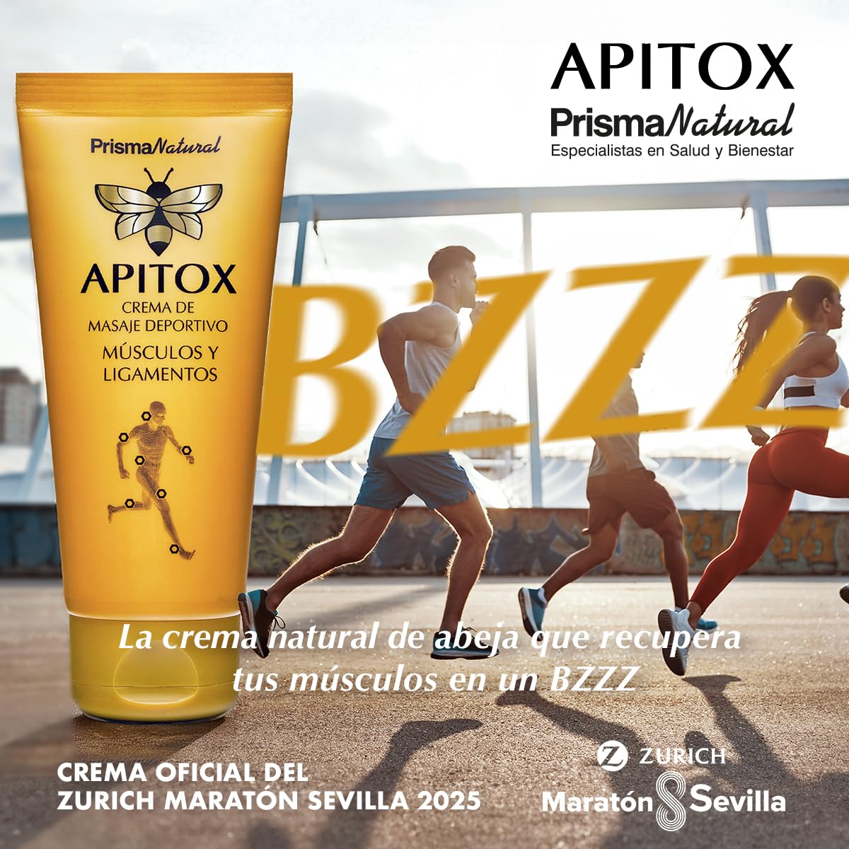 Crema Corporal Apitox de Masaje Deportivo 60 ml – Efecto Frío-Calor – Apitoxina-Like, Mentol y Capsaicina – Textura Ligera y Rápida Absorción – Cuidado Muscular Diario – Prisma Natural