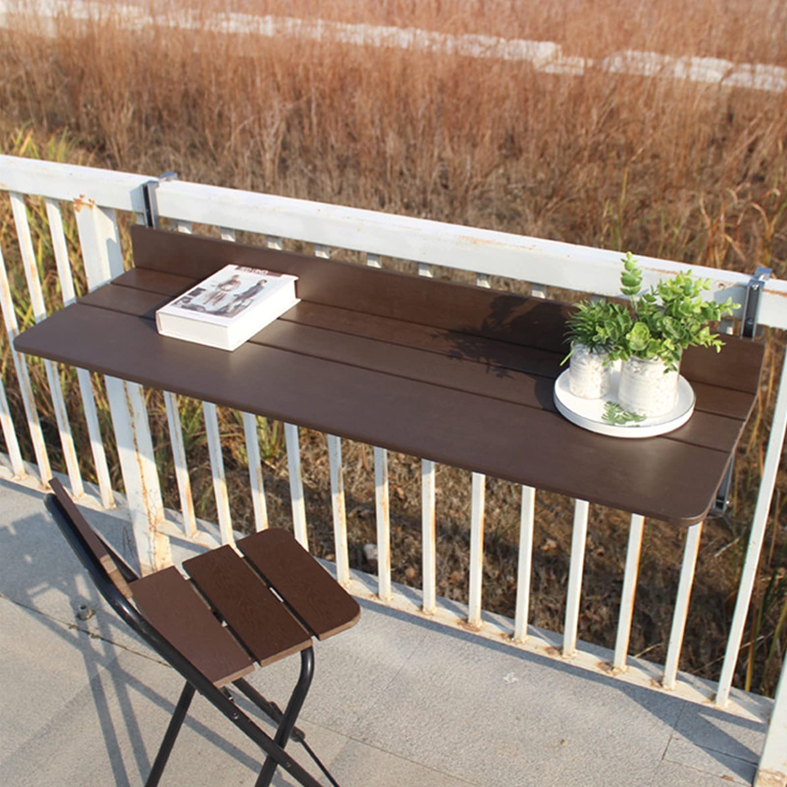 Stanzfreies klappbares Geländer zum Aufhängen, Esstisch, Kaktten-Gartenregal, platzsparender Tisch für kleine Hunde, ideal für Balkon & Terrasse (60 x 37 cm)